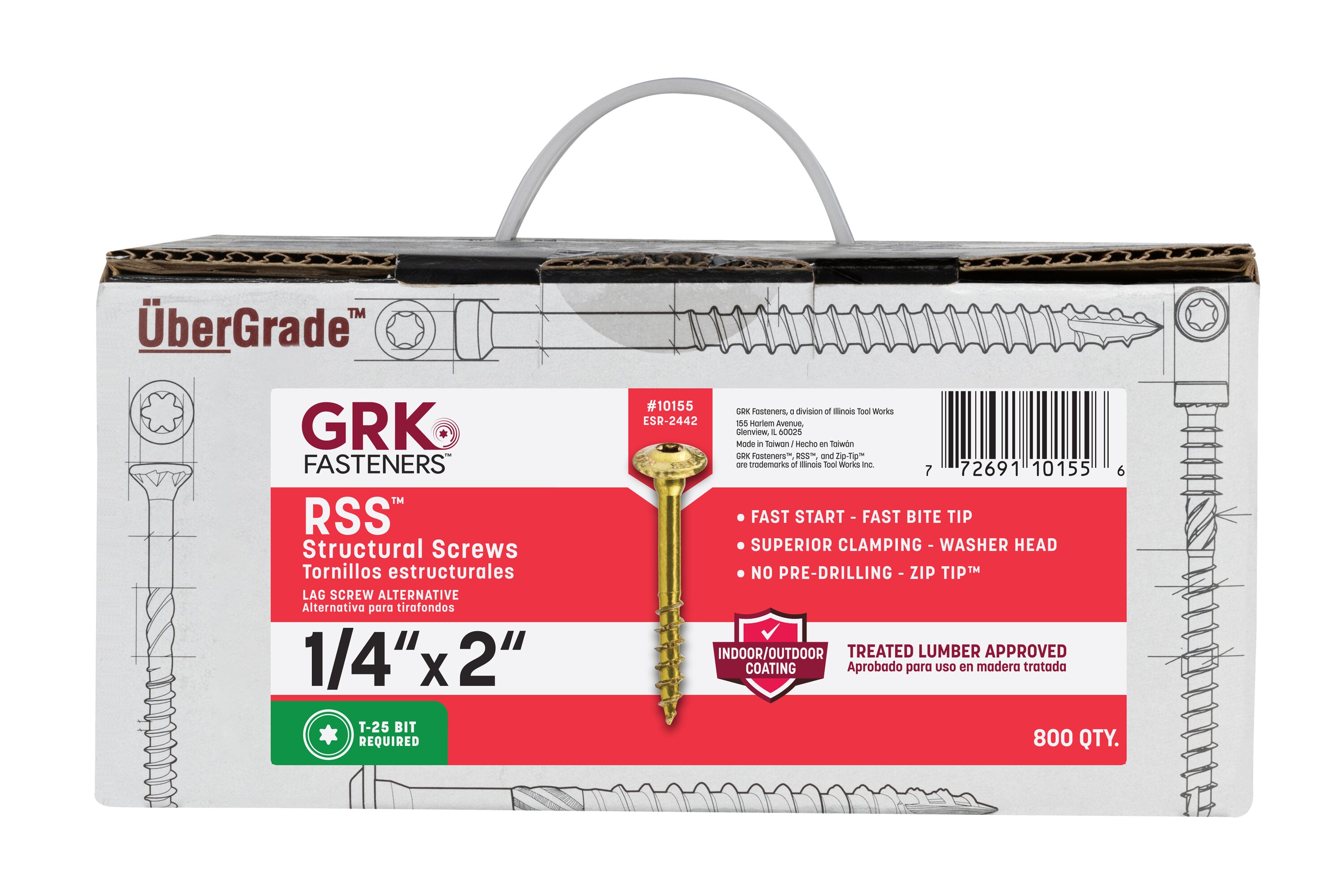 GRK Fasteners 10155 RSS 1/4-in x 2-in Polymer Exterior Wood screws ( 800 -Per Box )
