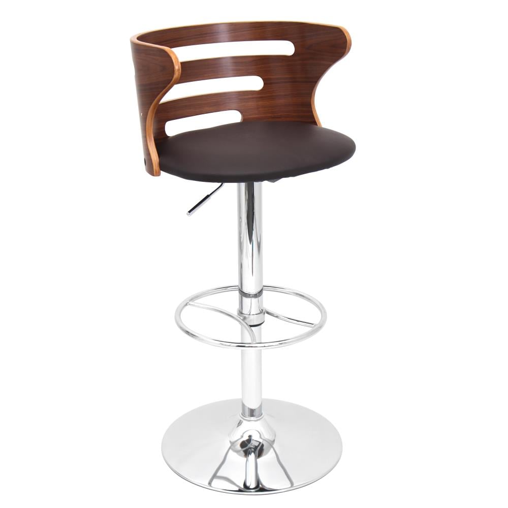 LumiSource BS-COSI WL+GY Cosi Walnut, Grey 40.75-in H Tall Upholstered Swivel Metal Bar Stool