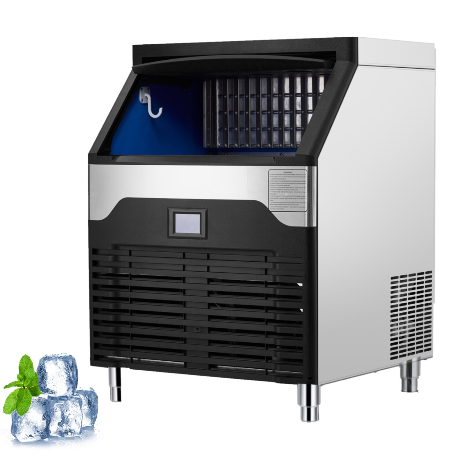 Der Rose LMXPHO-0ZHL-090512TA Stainless Steel Ice Maker Machine with 100lbs Storage for Restaurant (160lbs/24H)