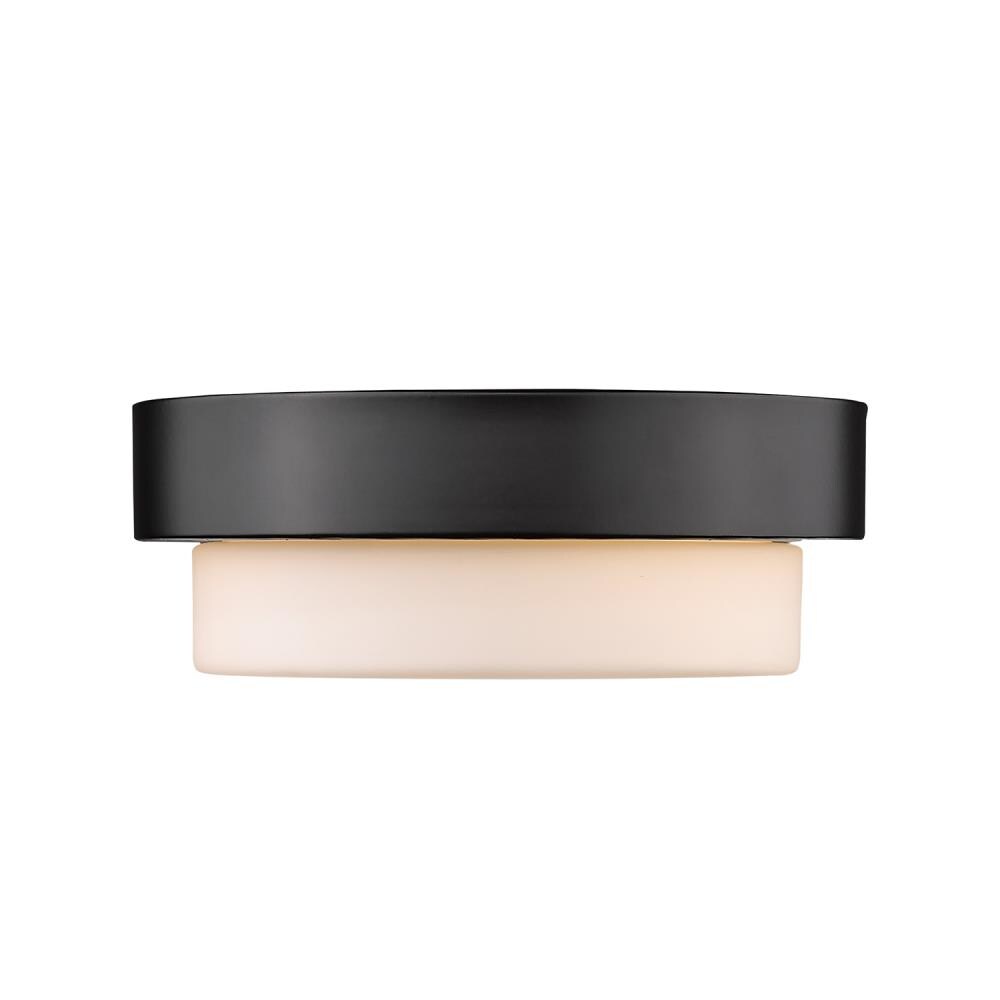 Transitional Matte Black 9'' Flush Mount with Opal Glass