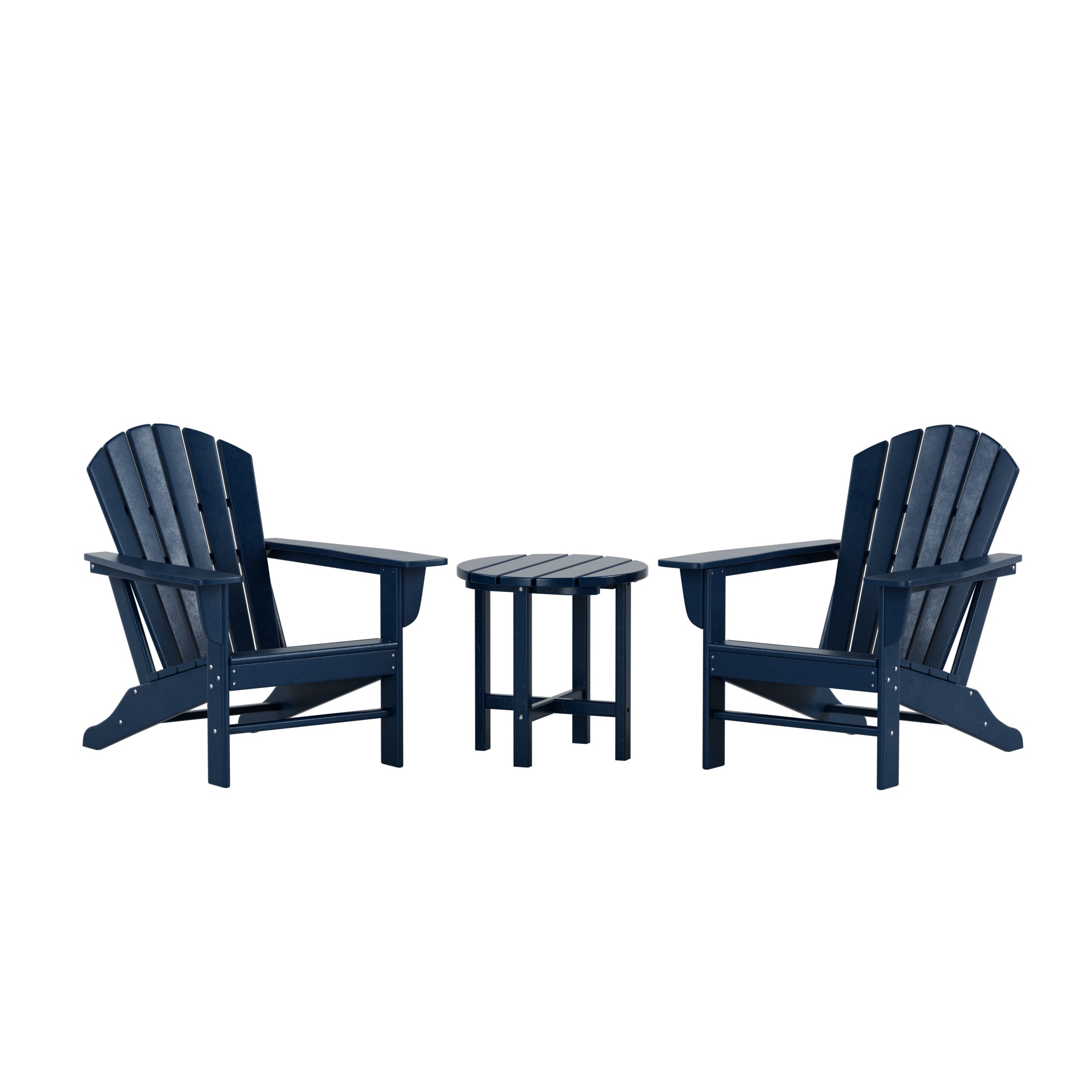 Westin Furniture OP6001-NB-3 Altura Set of 2 Navy Blue HDPE Frame Stationary Adirondack Chair with Slat Seat