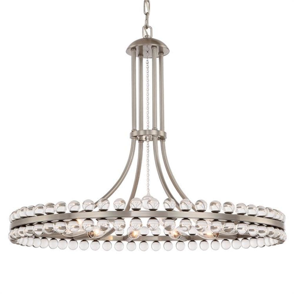 Crystorama CLO-8899-BN Clover 12 -Light Brushed Nickel Modern/contemporary Crystal For Use in Bedrooms, Dining Rooms, Foyers, Kitchens, Living Rooms Chandelier
