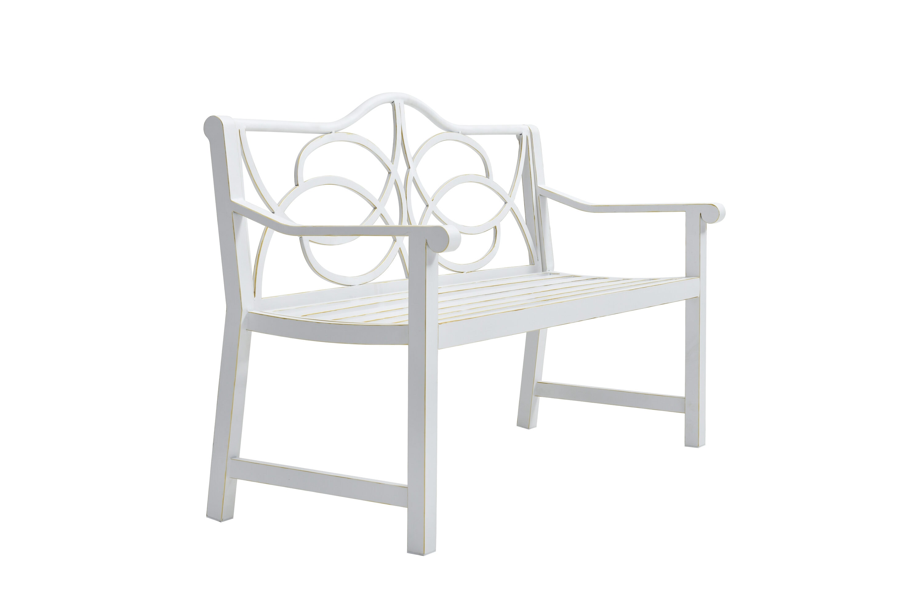 Siavonce XH55244 White Metal Frame Stationary Balcony Chair with Slat Seat