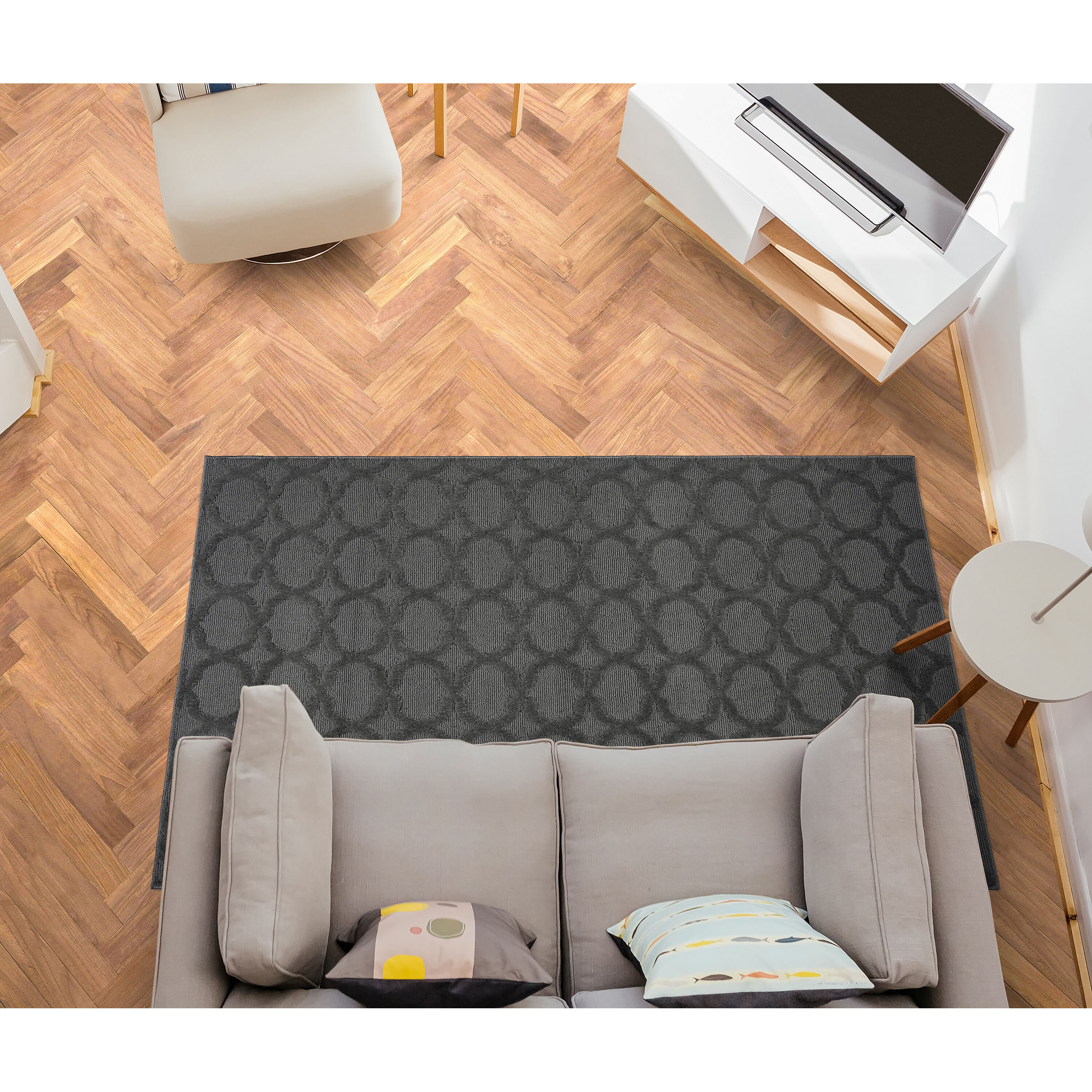 Garland Rug CL100N06009612 Sparta 5 x 8 (ft) Tufted Polypropylene Cinder Gray Rectangular Indoor Geometric Farmhouse/Cottage Area rug
