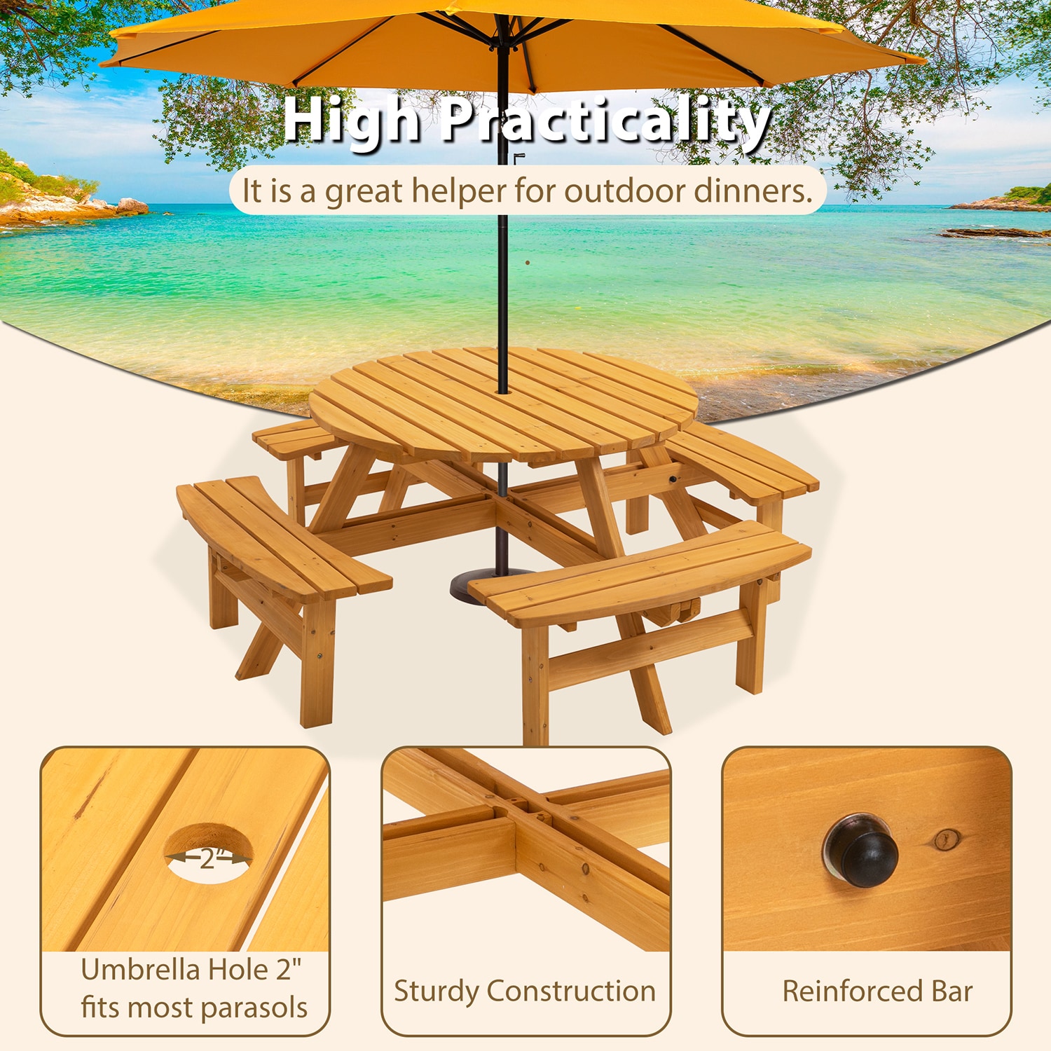 SINOFURN SYB750003YL Picnic-Tables - View #8