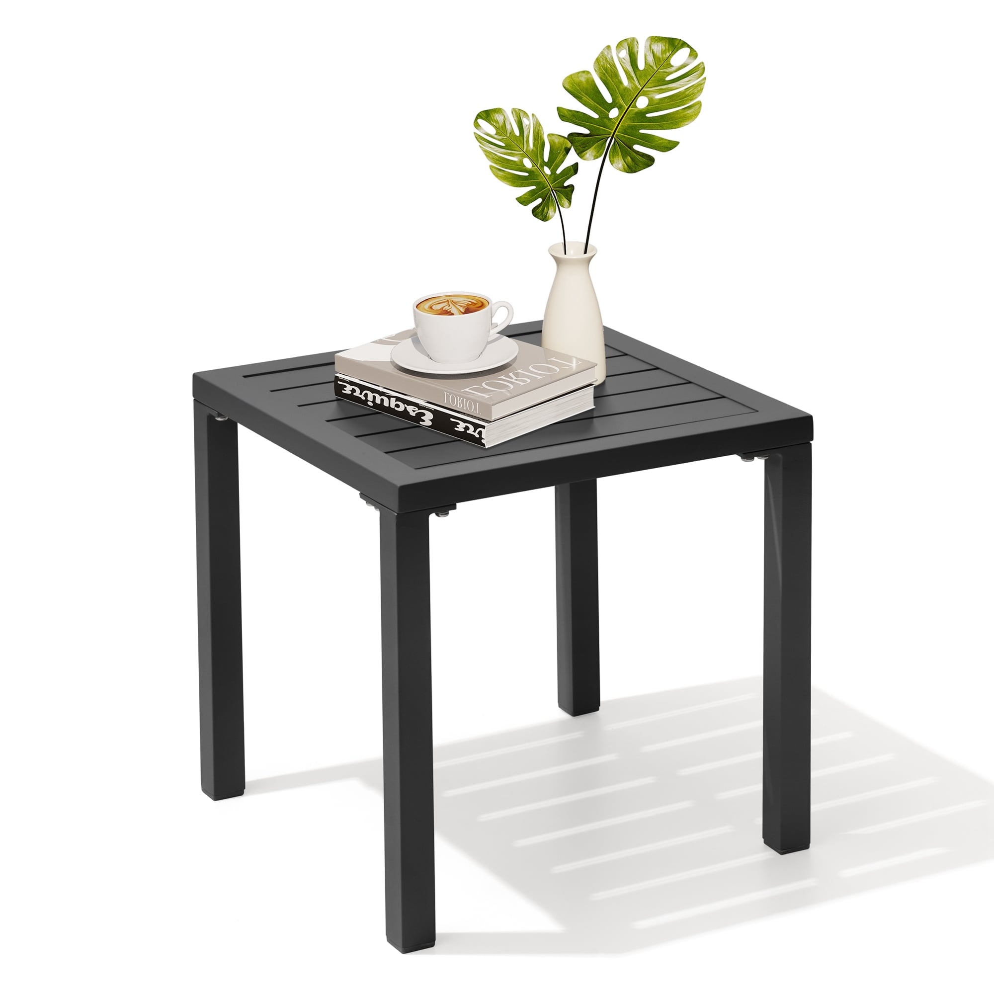 Crestlive Products CL-TB006BLK Patio table Square Outdoor End Table 15.7-in W x 15.7-in L