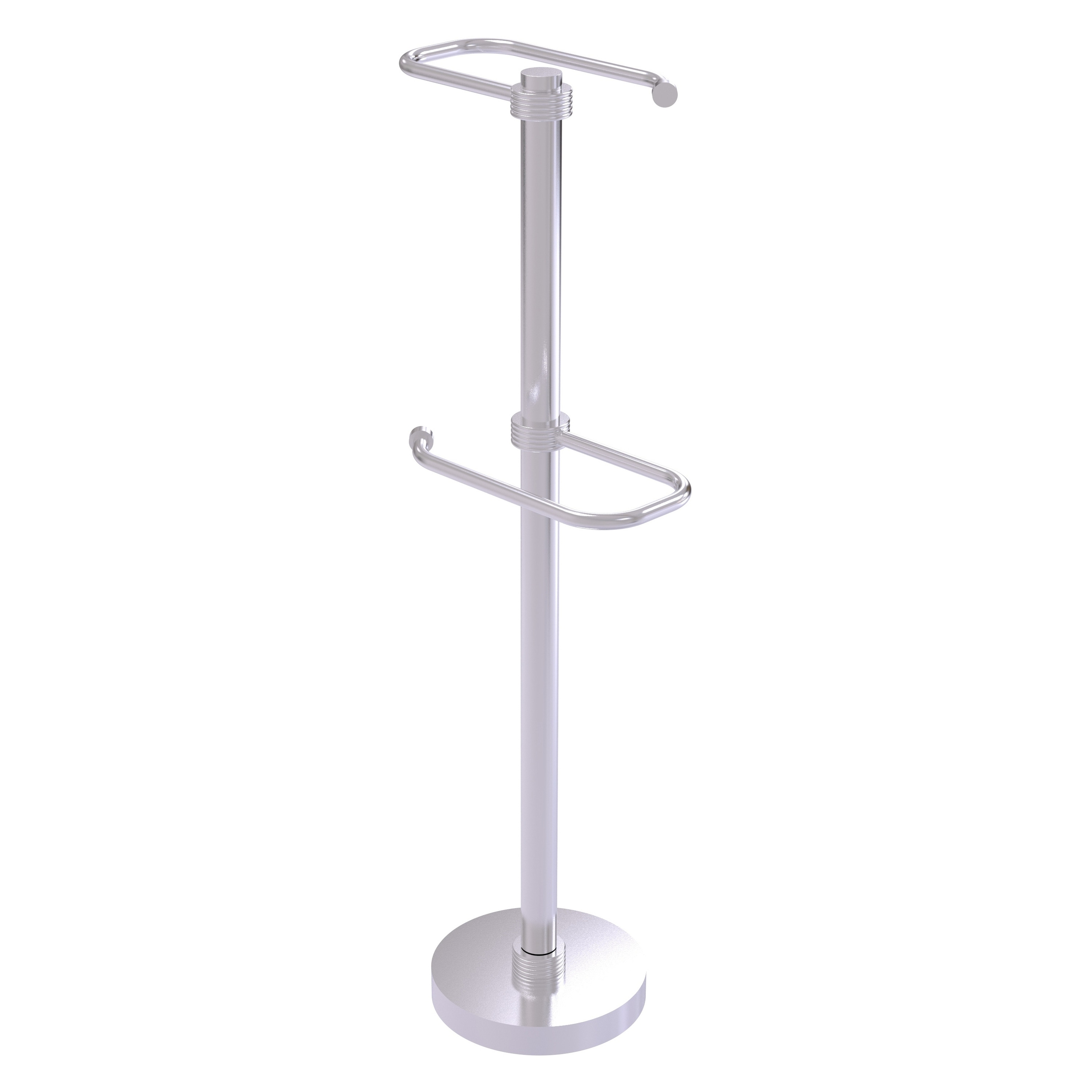 Allied Brass TS-26G-SCH Satin Chrome Freestanding Single post Toilet Paper Holder 2 -Rolls with Storage