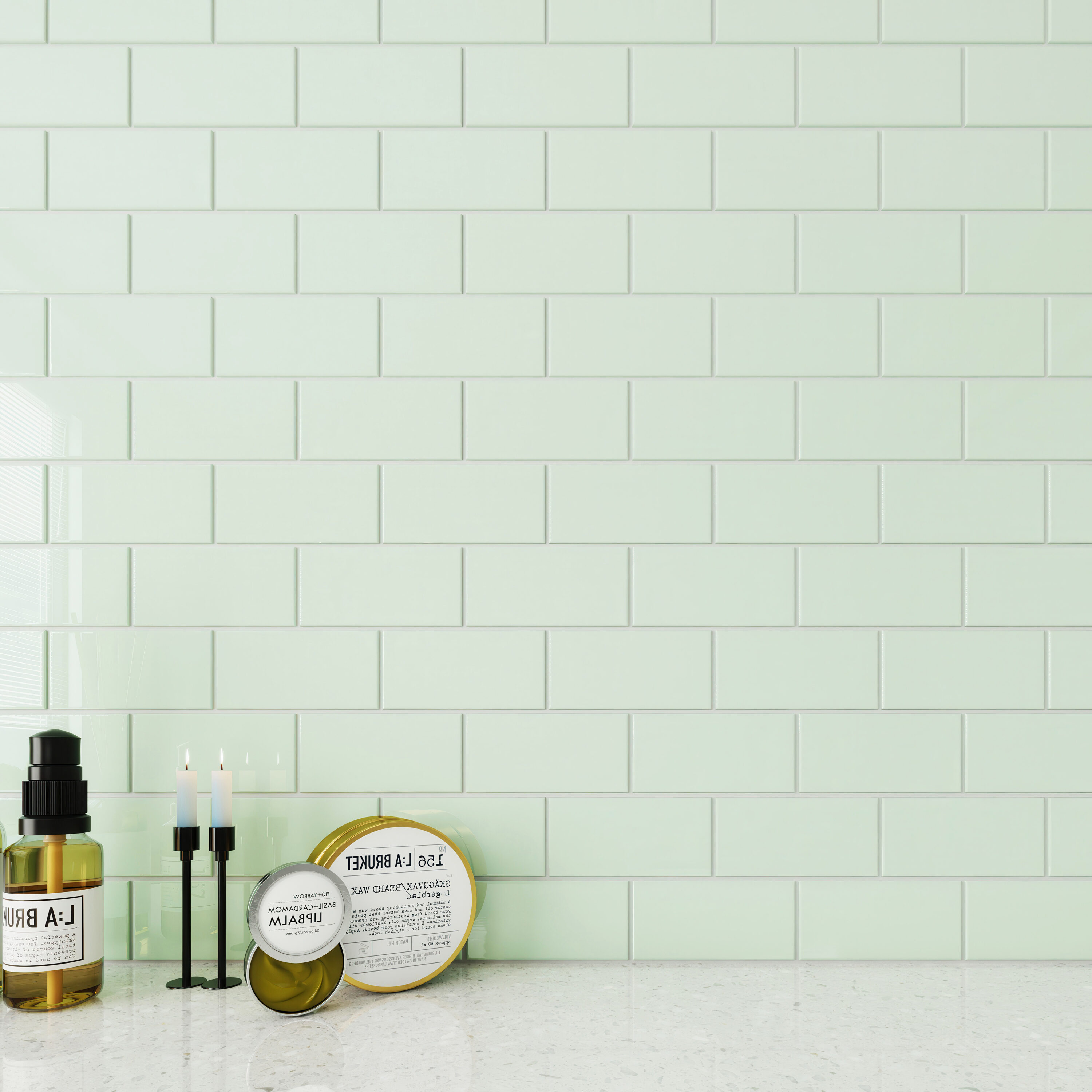 Giorbello G5943 Classic Premium Winter Sage 3-in x 6-in Glossy Glass Subway Wall Tile (5-sq. ft/ Carton)