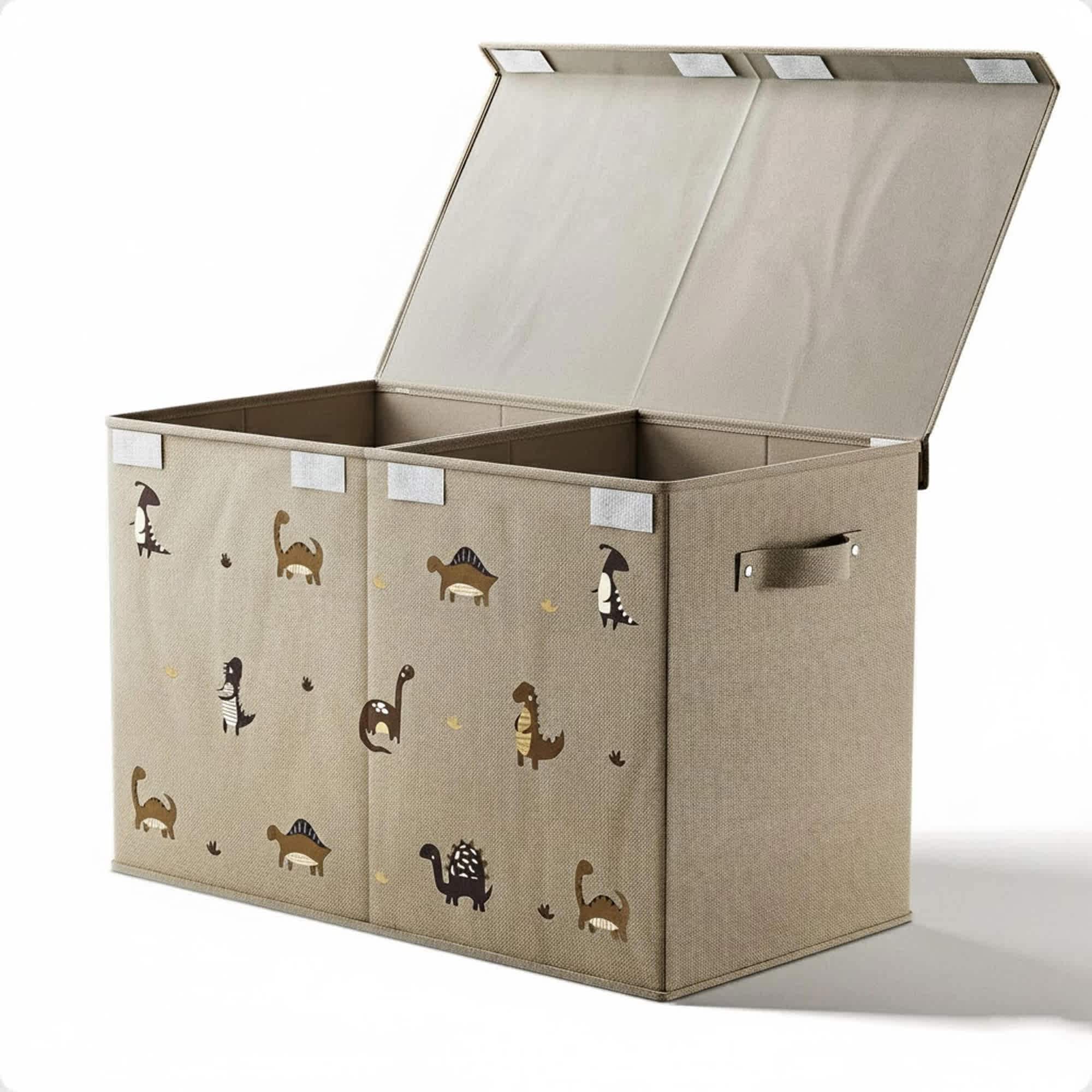 Aoibox  large collapsible toy storage box with removable divider detachable lid reinforced handles dinosaur print 25 inch x 13 inch x 16 inch 1 Piece