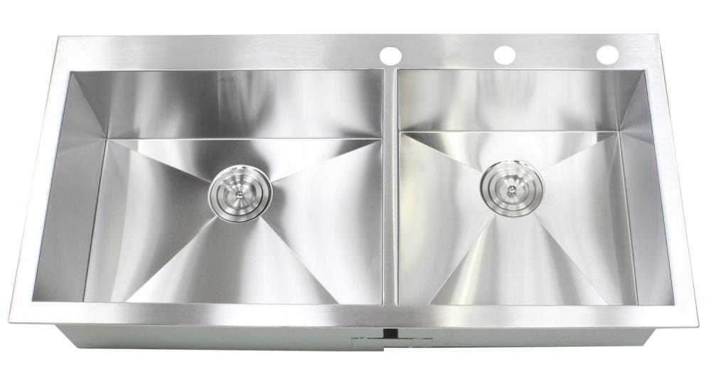 Kingsman Hardware Dual Mount SS Single Bowl Zero Radius Kitchen Sink 