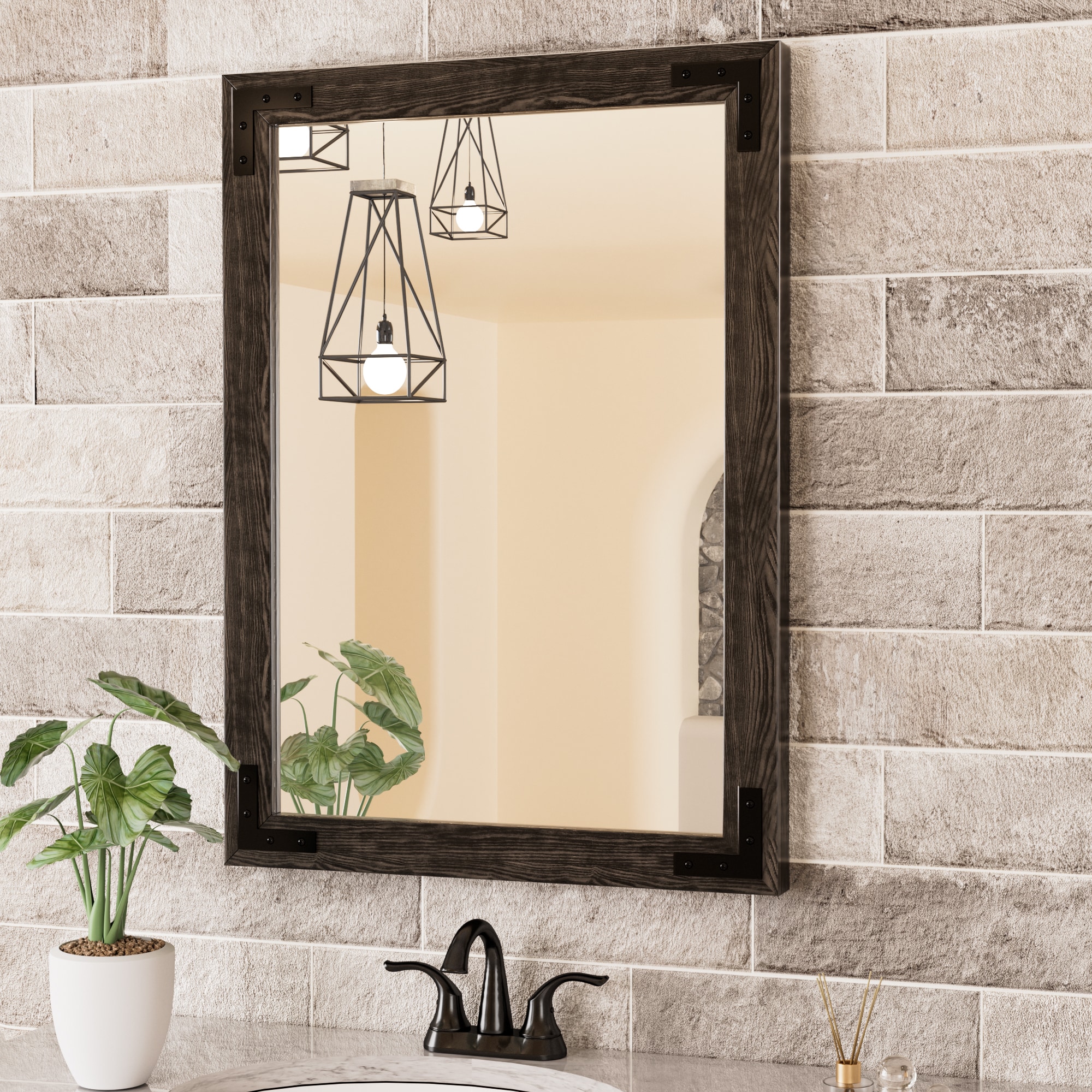 Rectangular Gold Aluminum Framed Bathroom Vanity Mirror 22x30