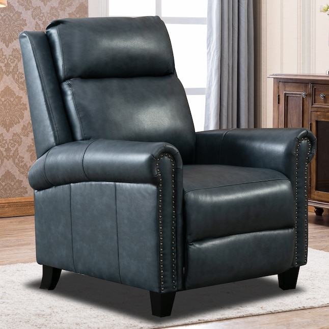 Canmov Push Back Recliner Navy Bonded, How Long Does A Leather Recliner Last