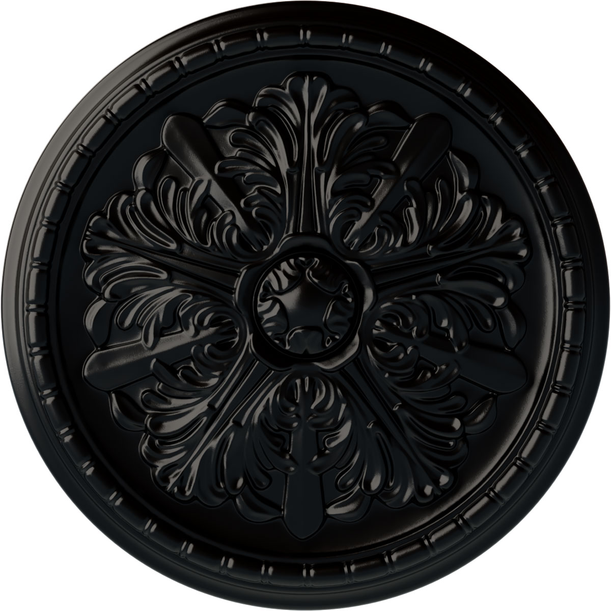 Ekena Millwork CM17WABLF Washington 17.125-in W x 17.125-in L Painted Jet Black Polyurethane Whole Ceiling Medallion