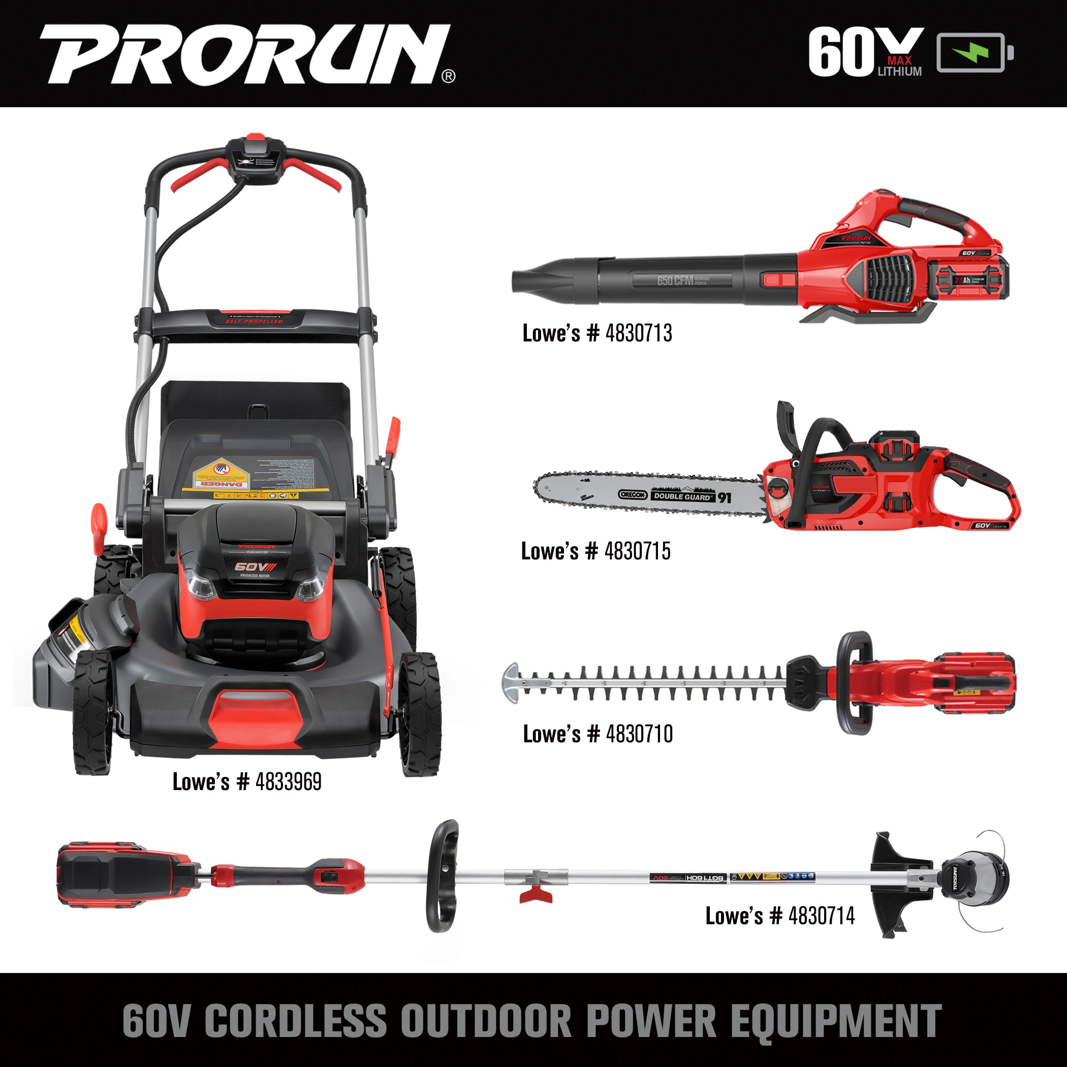 PRORUN Electric 60-volt Max 22-in Cordless Self-propelled Lawn Mower 5 ...