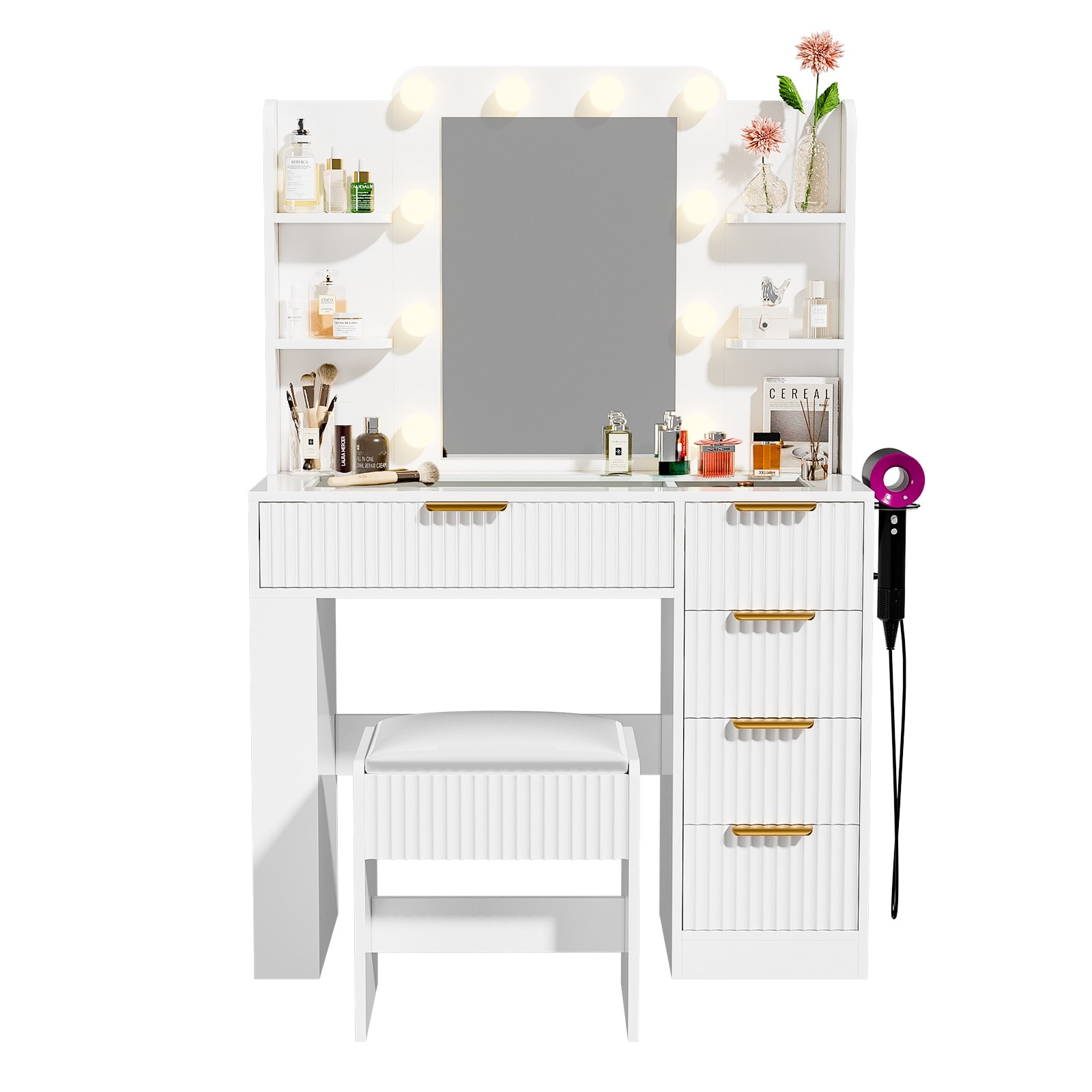 Pocassy GREATANTS-SNBS037WT Bedroom-Vanities - View #11