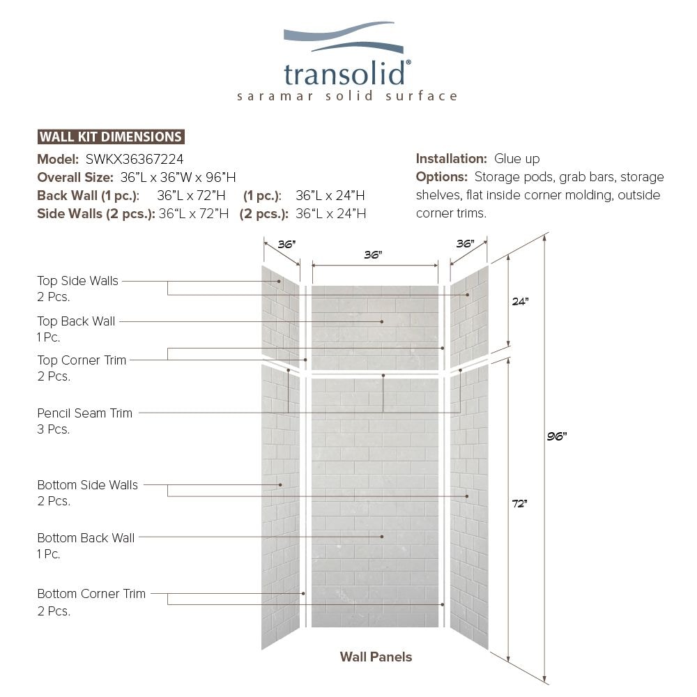 Transolid SWKX36367224-50 Shower-Wall-Surrounds - View #5