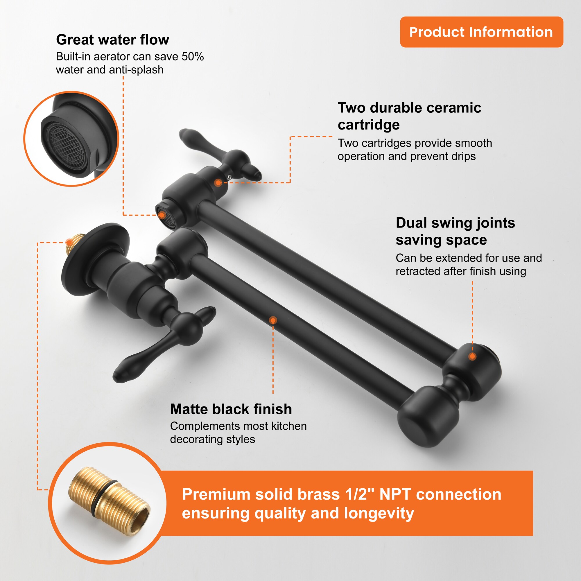 WELLFOR DTG-45PFMB Kitchen-Faucets - View #6