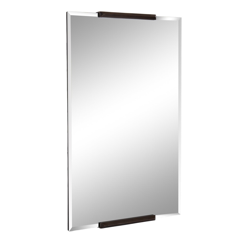 Kate and Laurel 222914 Erina 20.00-in W x 30.50-in H Rectangle Bronze Polished Frameless Wall Mirror