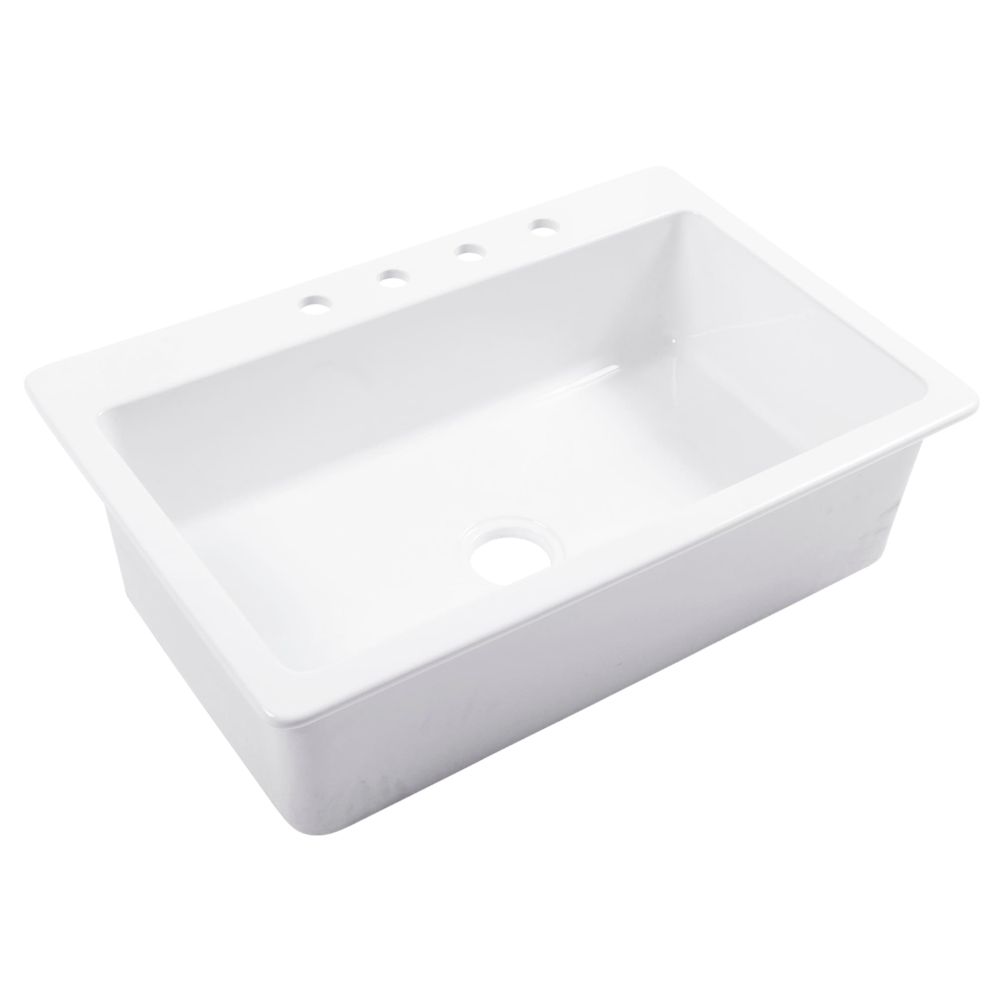 SINKOLOGY SK411-33FC-WH-4R Jackson Drop-in 33-in x 22-in Fireclay Single bowl 4-Hole Kitchen Sink