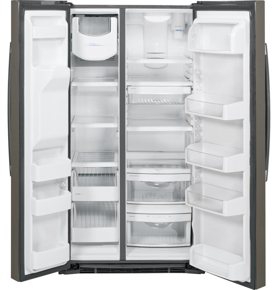 GE 21.8-cu ft Counter-depth Side-by-Side Refrigerator with Ice Maker (Slate)