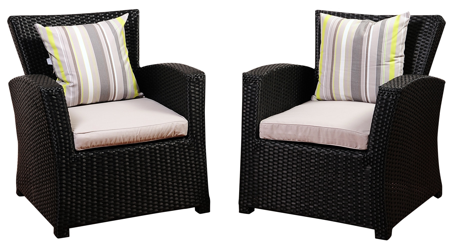Envelor EN-IH-ATL2PC Atlantic Set of 2 Wicker Brown Aluminum Frame Stationary Conversation Chair with Gray Solid Seat