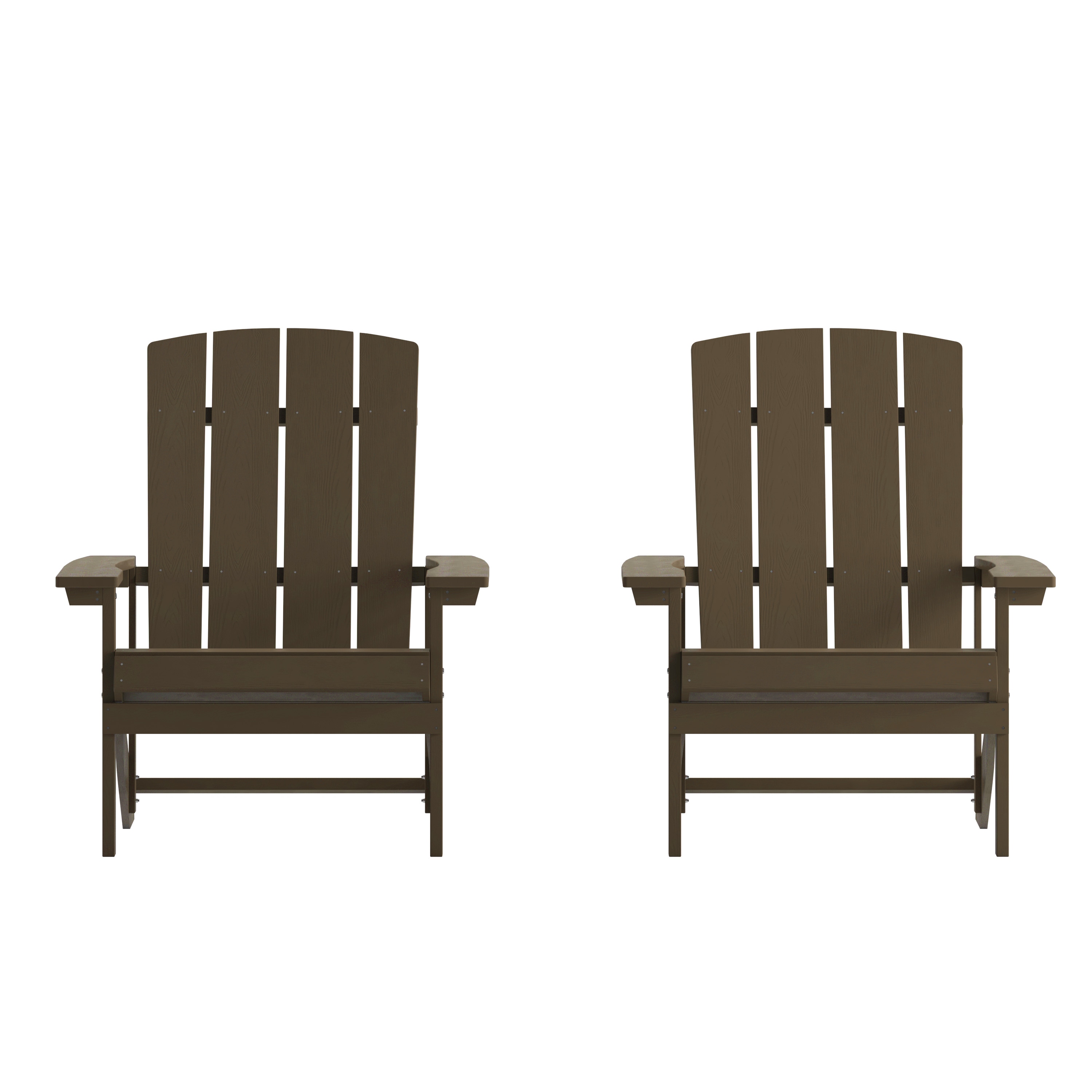 Taylor & Logan 196861112973 Bayfield Set of 2 Mahogany Resin Frame Stationary Adirondack Chair with Solid Seat