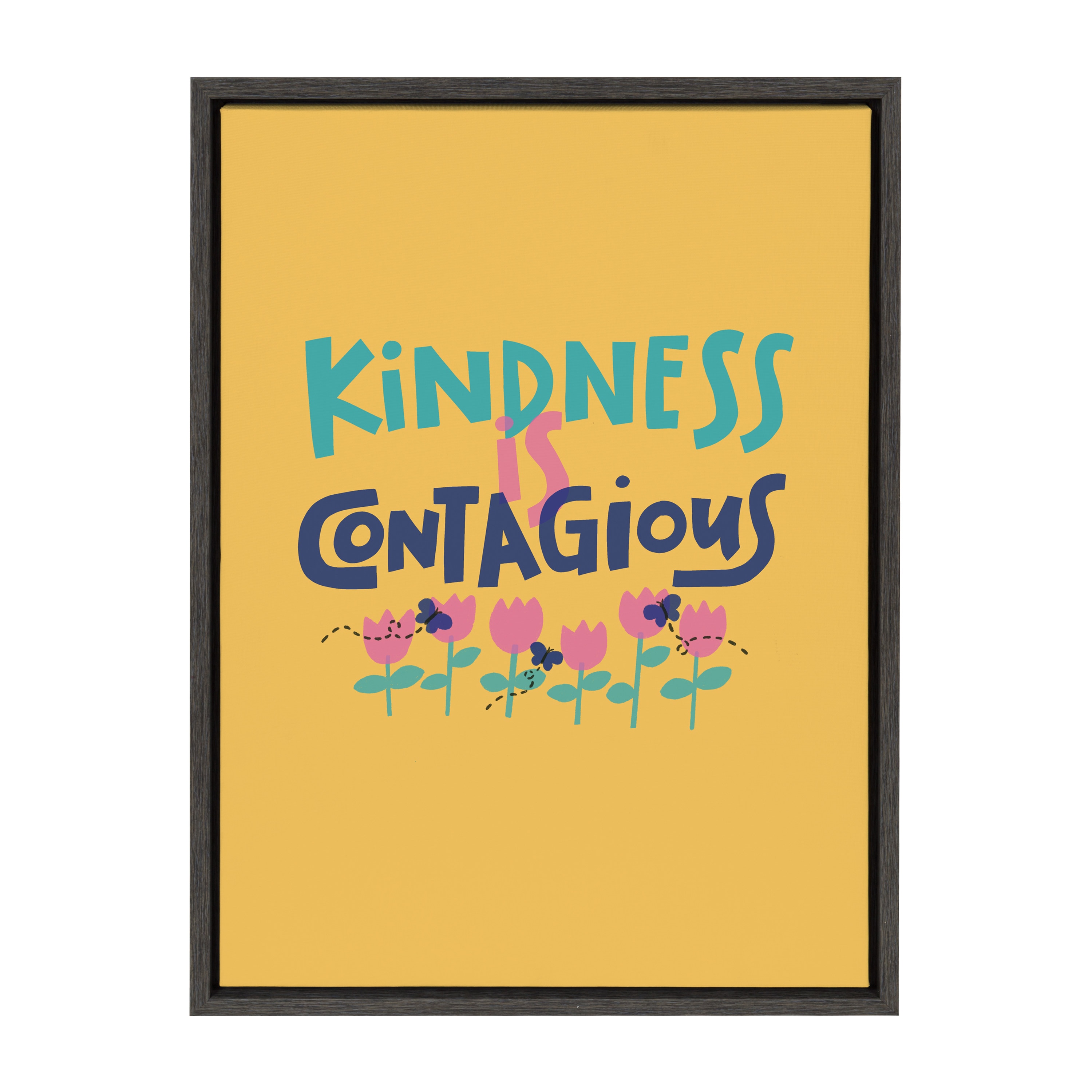 Kate and Laurel 219833 Kindness Is Contagious Jenn Van Wyk Gray Framed 24-in H x 18-in W Inspirational Print on Canvas