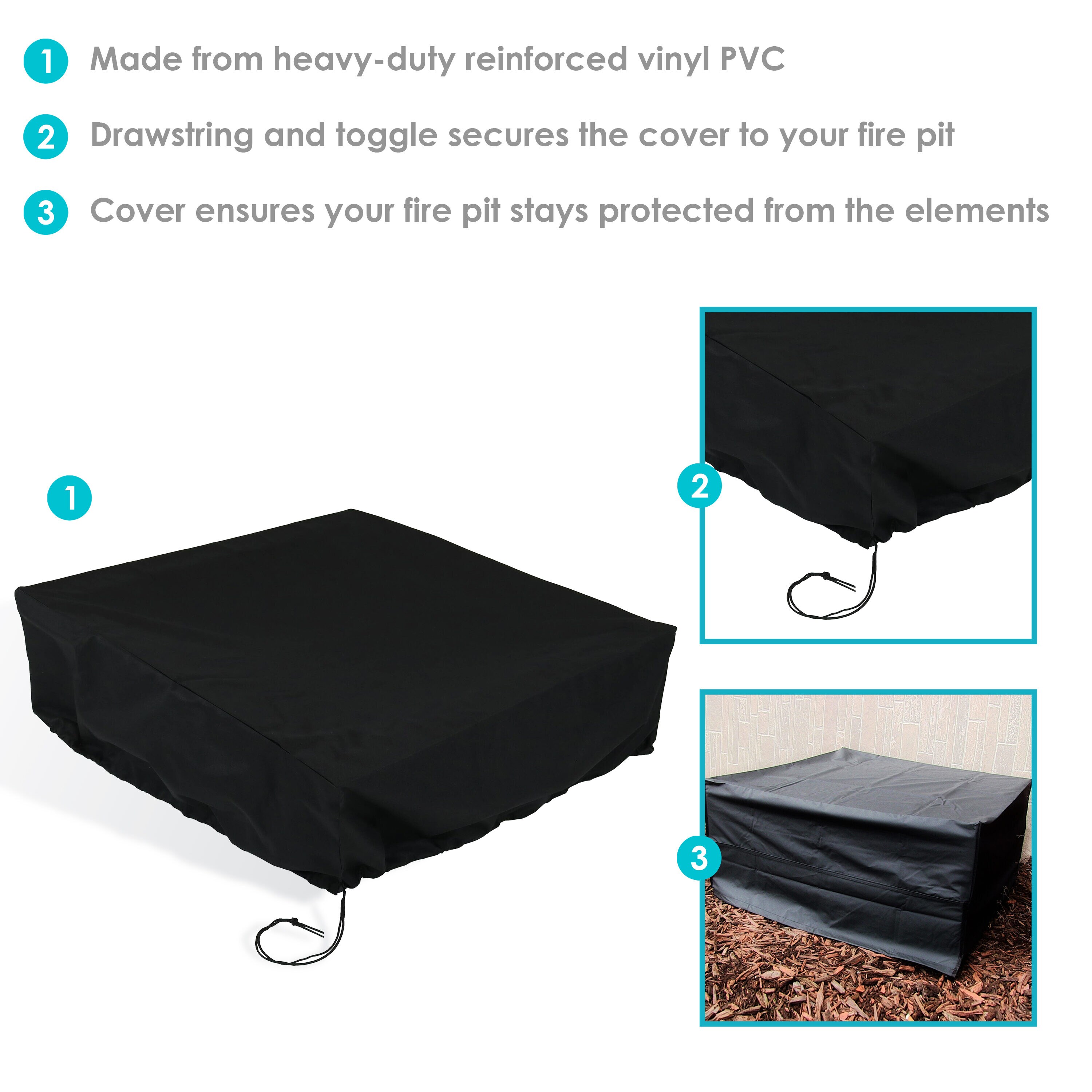 Sunnydaze Decor FI-4818SBLK-INV Fire-Pit-Covers - View #5