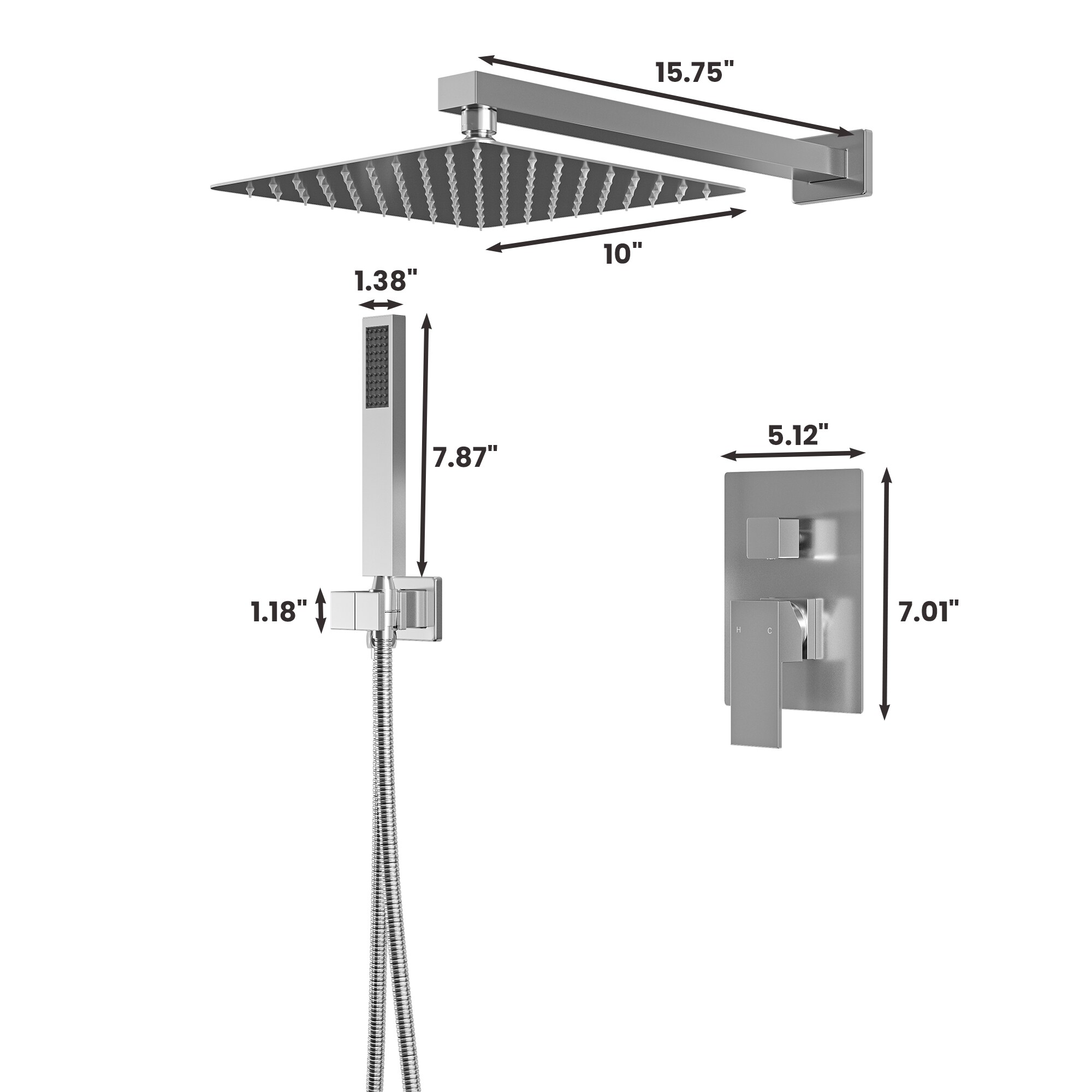CASAINC EB-W-2-10-MB Showerhead-Bar-Panels - View #10