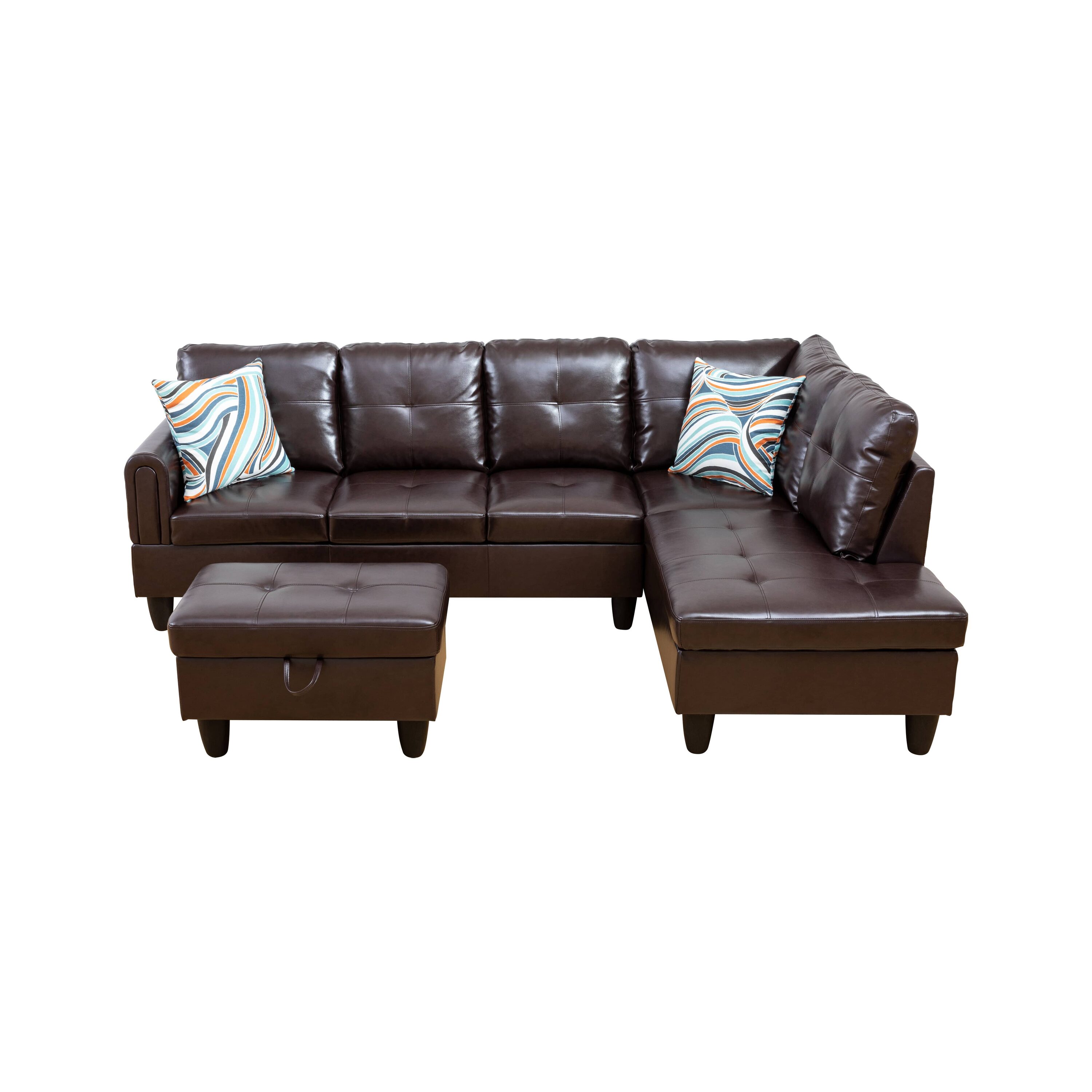 Siavonce XH9723B 66.5-in Modern Brown Faux leather Sofa