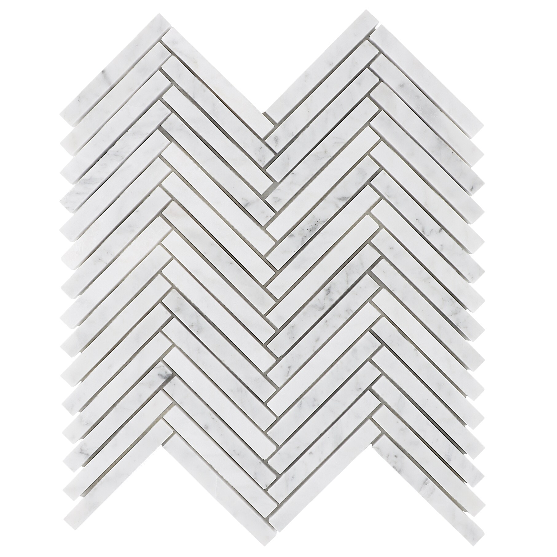 Carrara White Polished Marble Herringbone Mosaic Tile