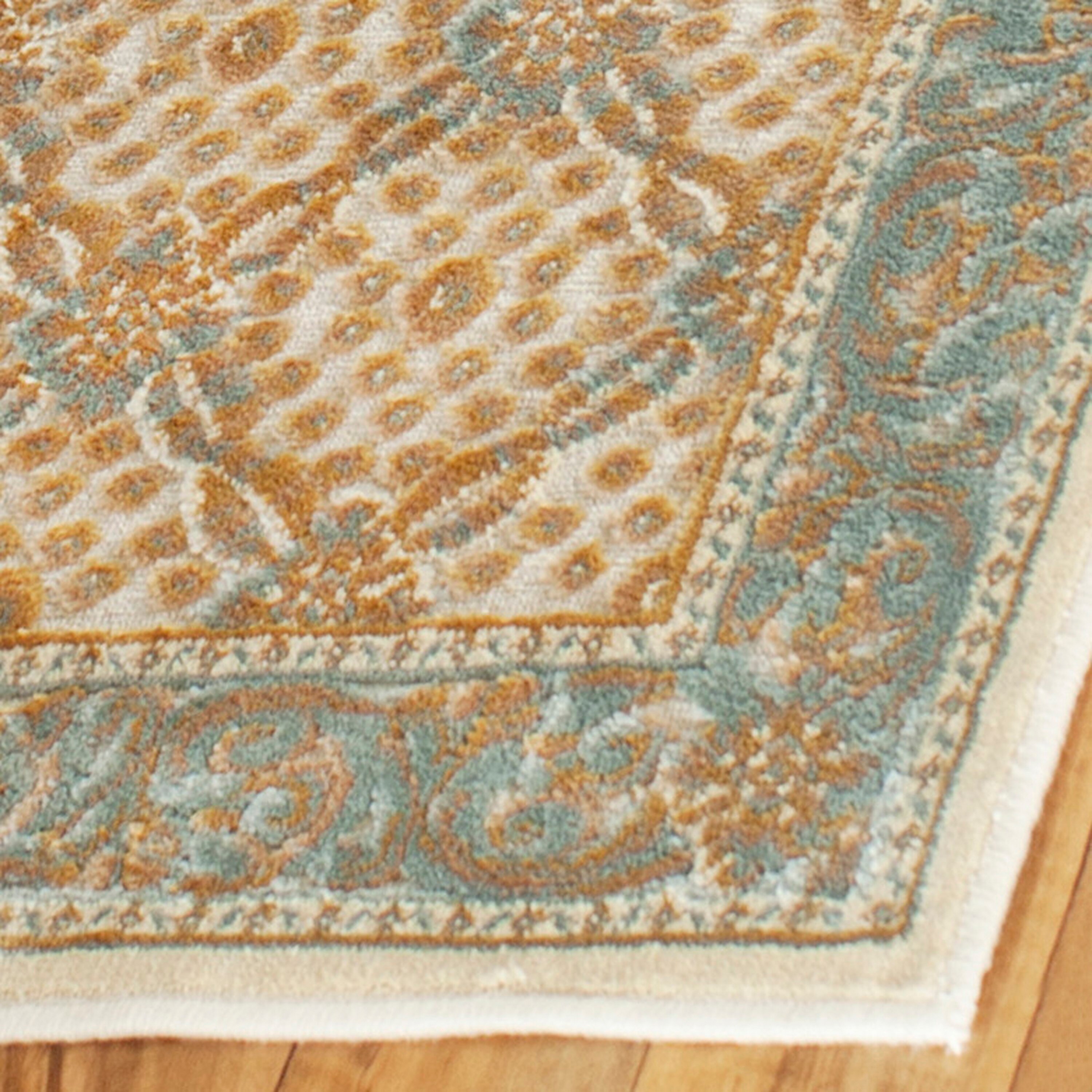 Cream and Multicolor Floral Viscose Runner Rug, 2' x 7'