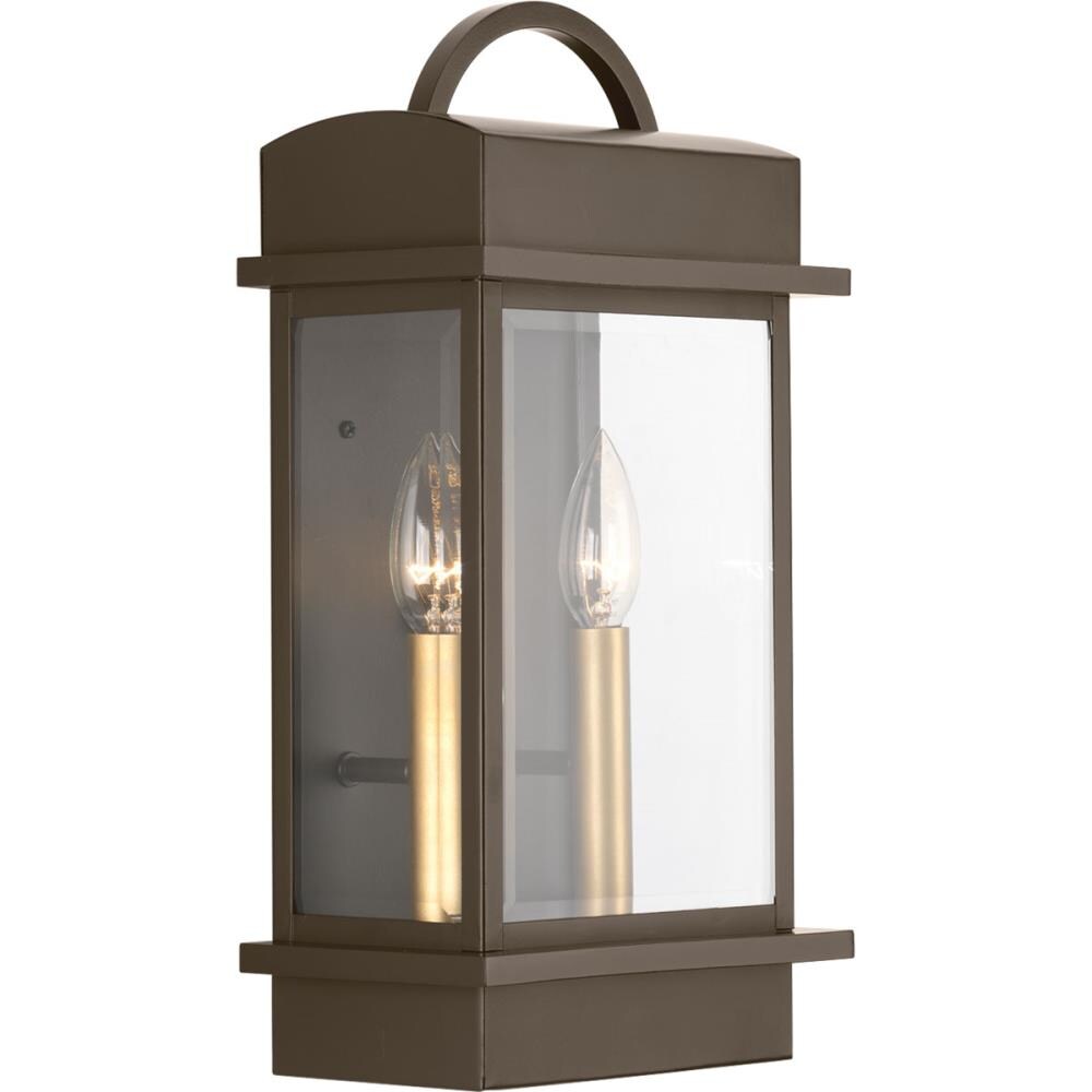 Antique Bronze 15.25" Steel Lantern with Beveled Glass
