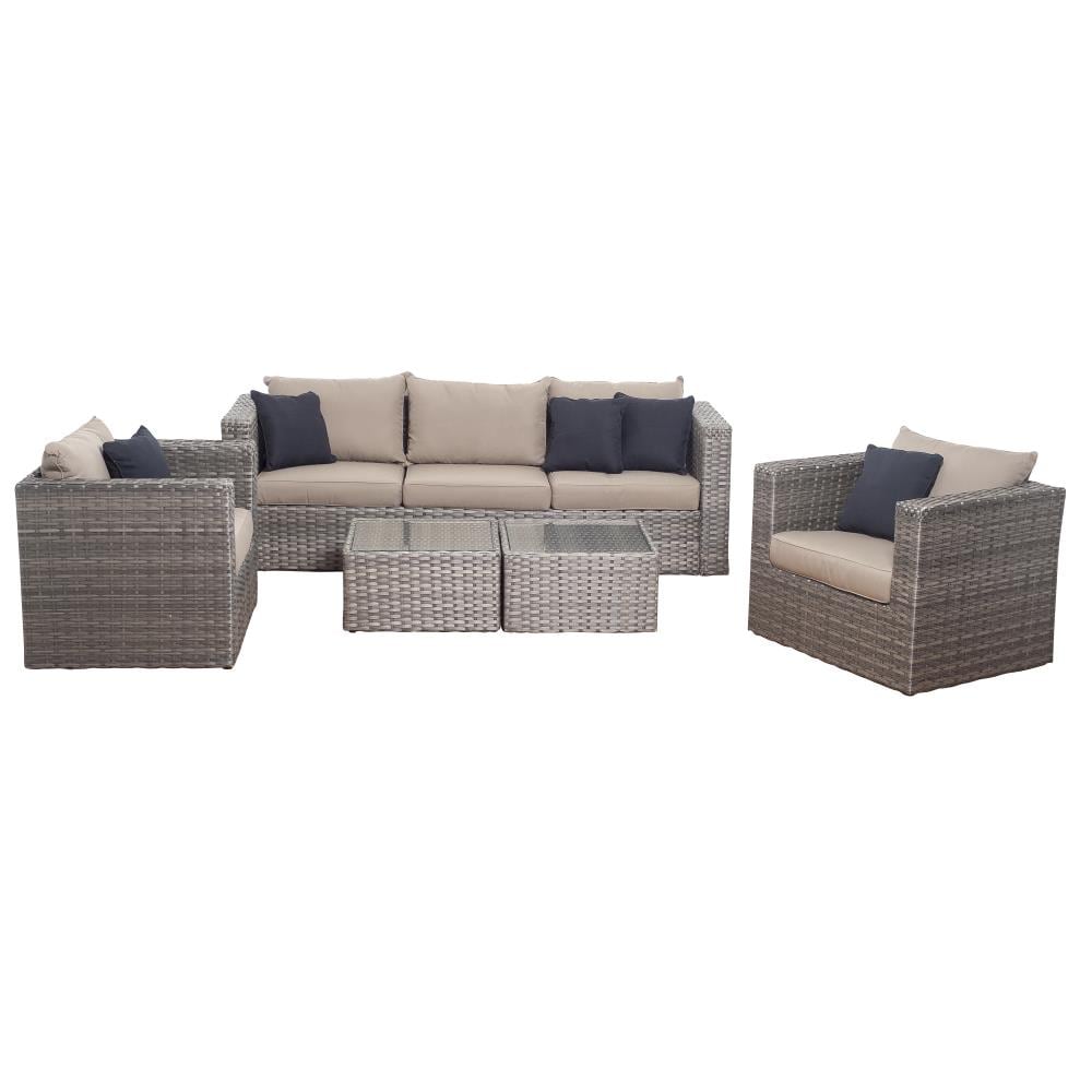 Amazonia Amazonia 5-Piece Wicker Patio Conversation Set with Brown ...