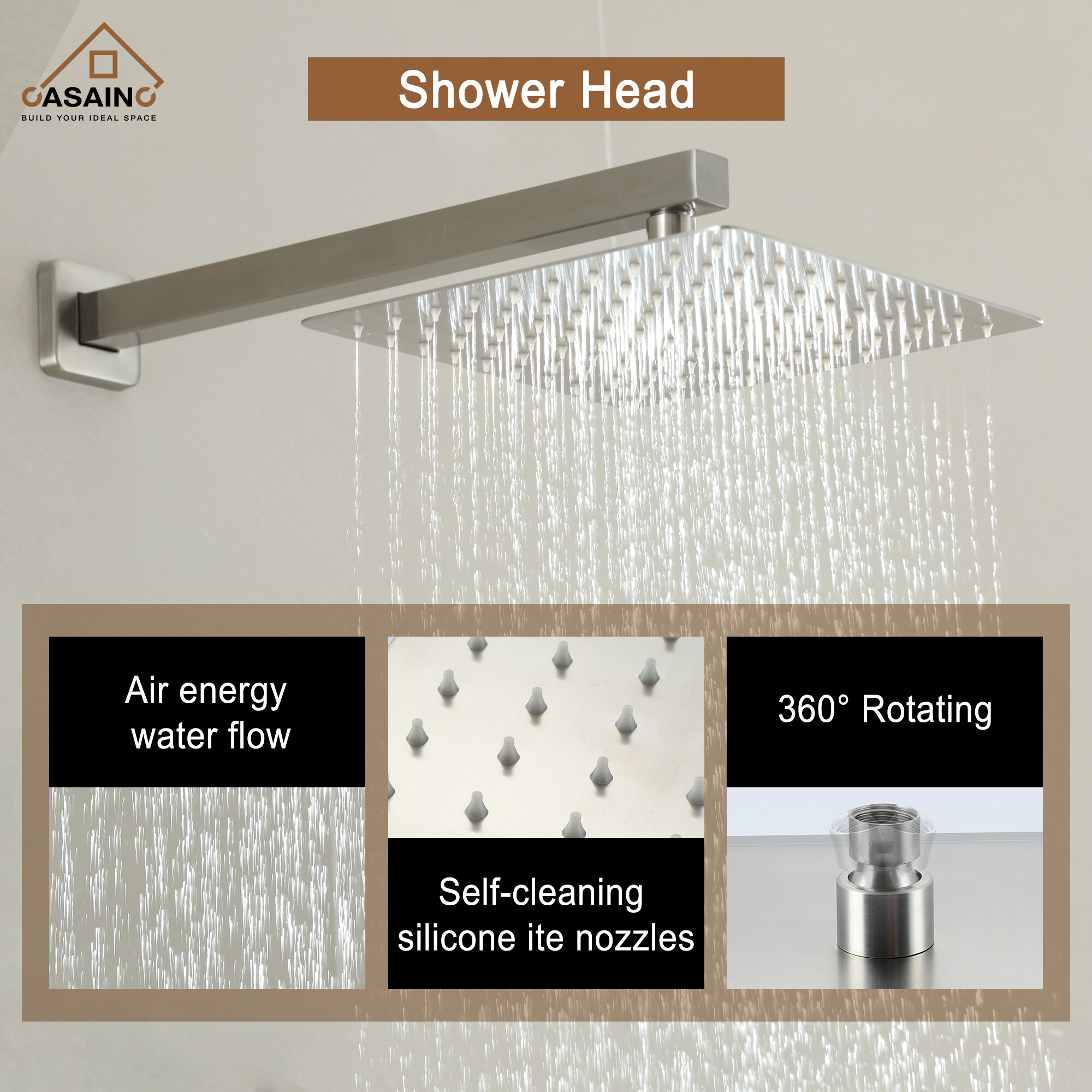 CASAINC MCS18T-10BN Showerhead-Bar-Panels - View #3