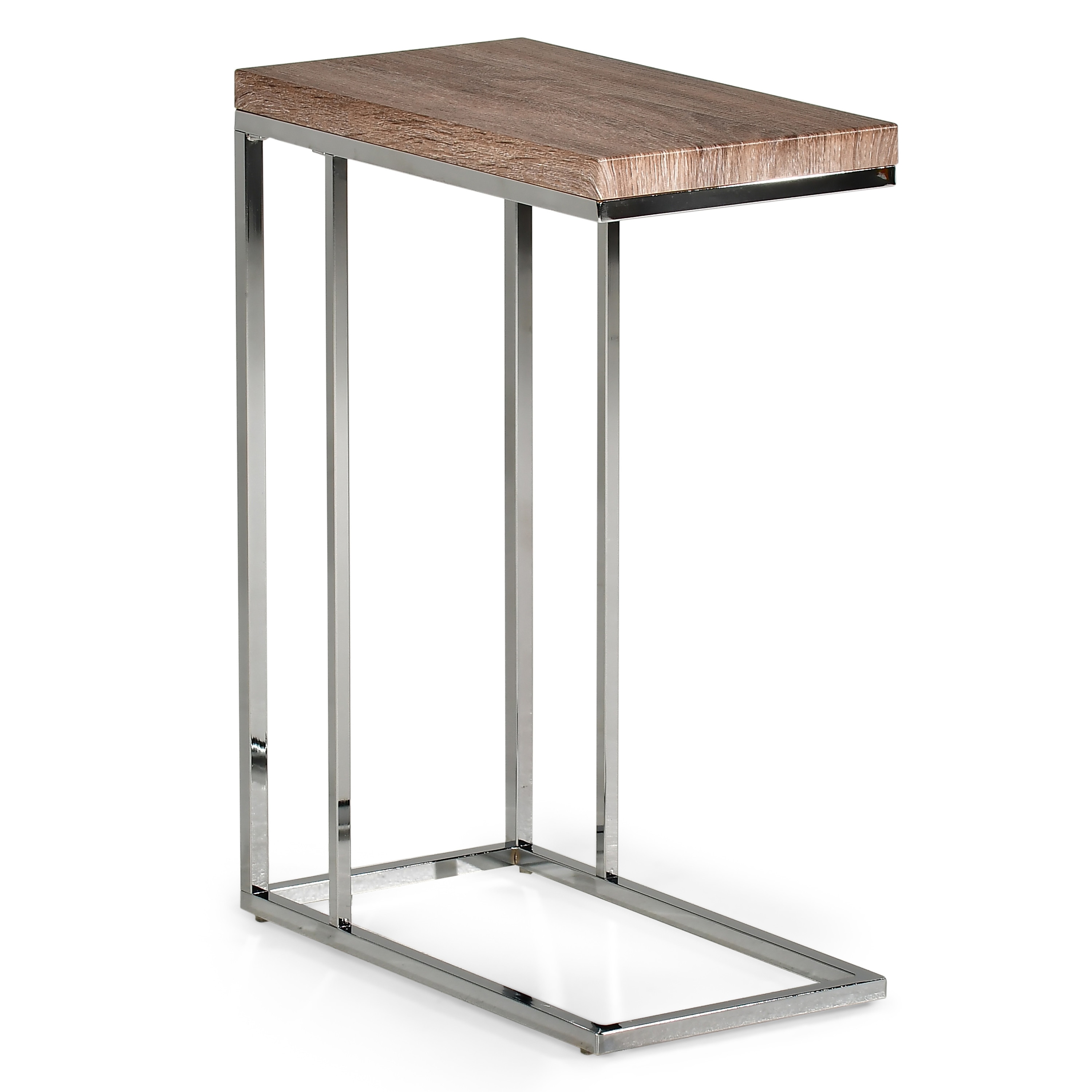 Lucia Rectangular Chrome and Wood Chairside End Table