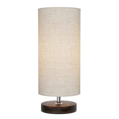 White Led Table Lamp With Linen Shade, Cylinder Shaped Table Lamp Shade