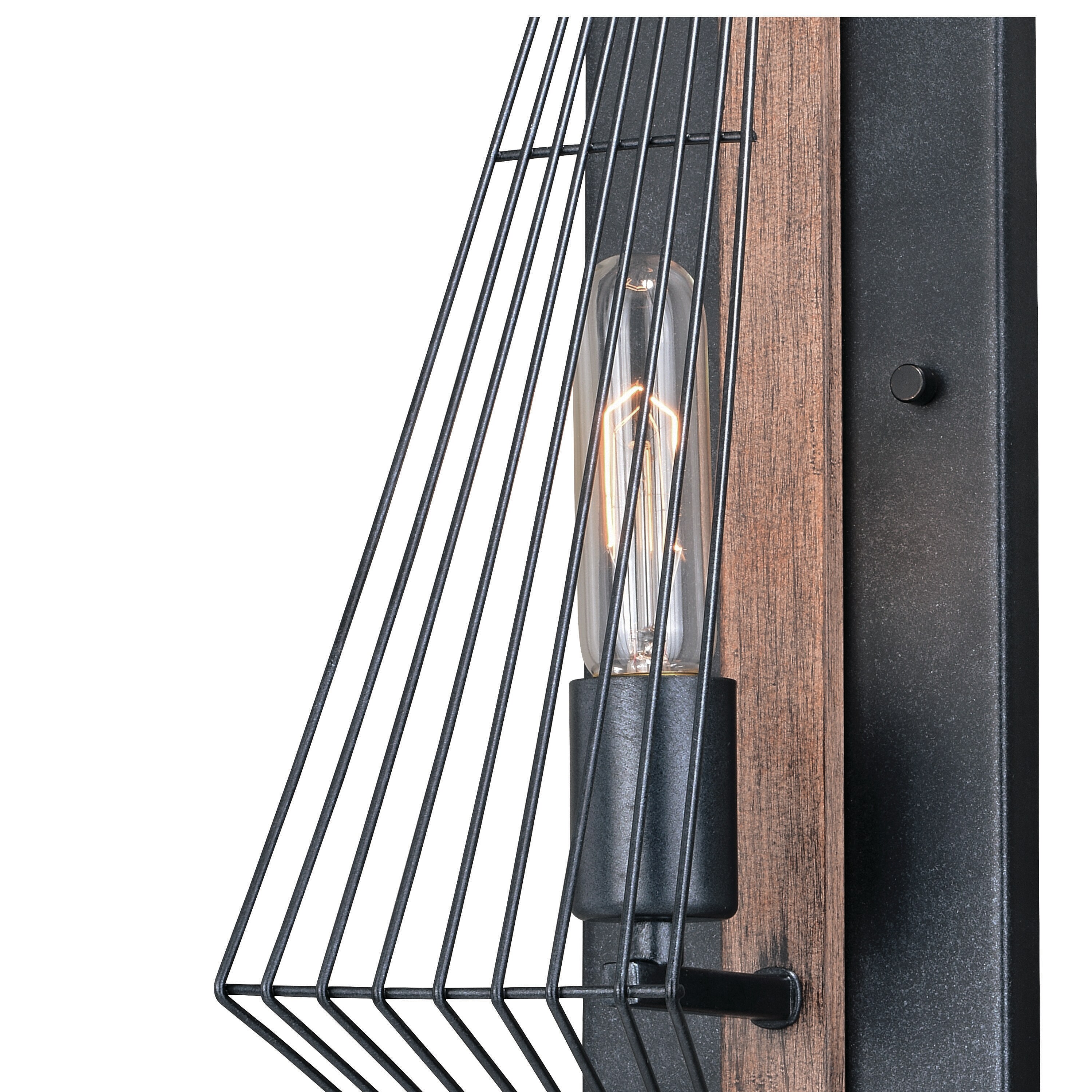 Dearborn Black Iron and Burnished Oak Wall Sconce