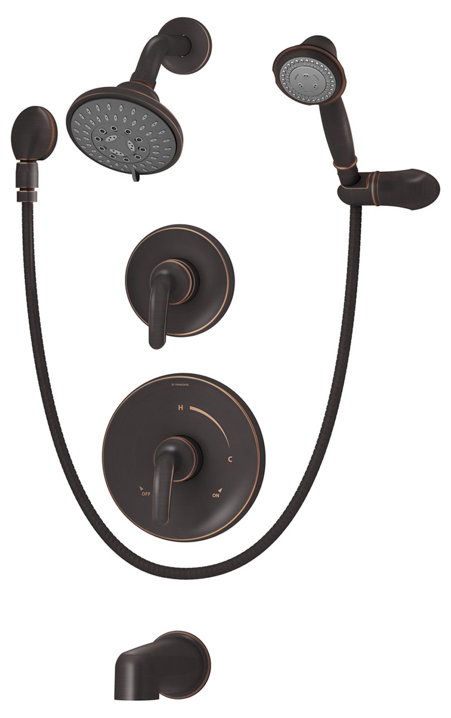 Symmons 5506-SBZ-1.5-TRM Elm Seasoned Bronze 2-handle Multi-function 4.1-Inches Round Bathtub and shower Faucet