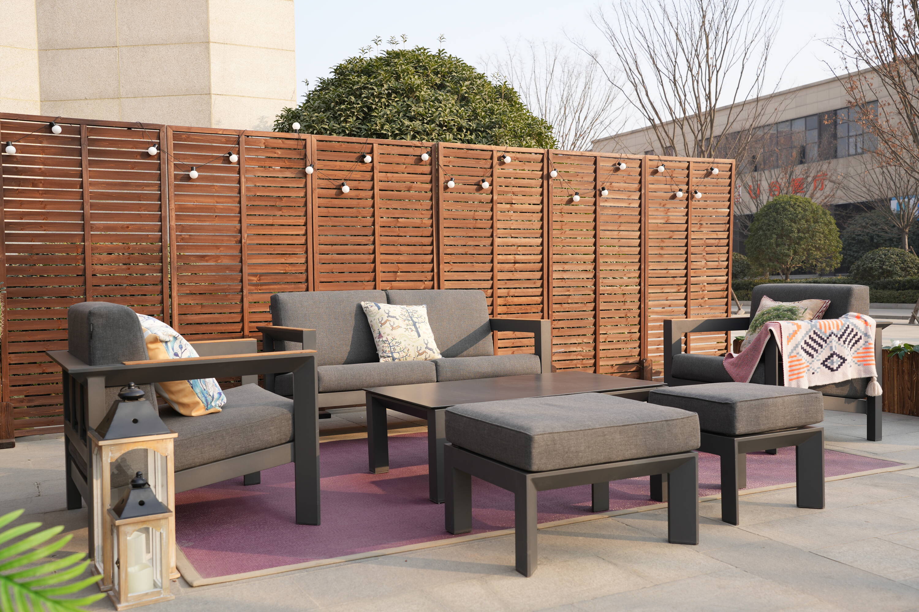 Direct Wicker DWS-2326LS2SCTA&27F 6 -Piece 3 Patio Sofa Conversation Set with Gray Cushions