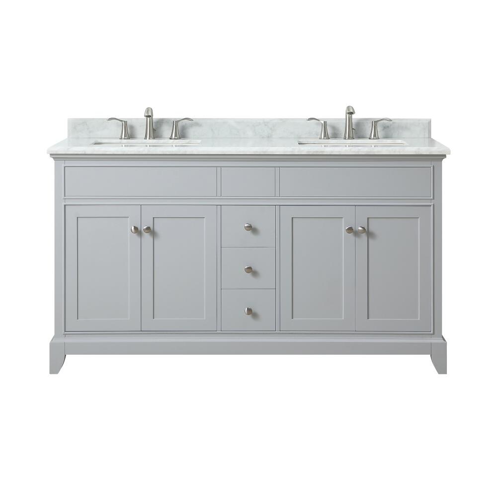 Aurora 61 in. Vanity with Carrara Marble Top