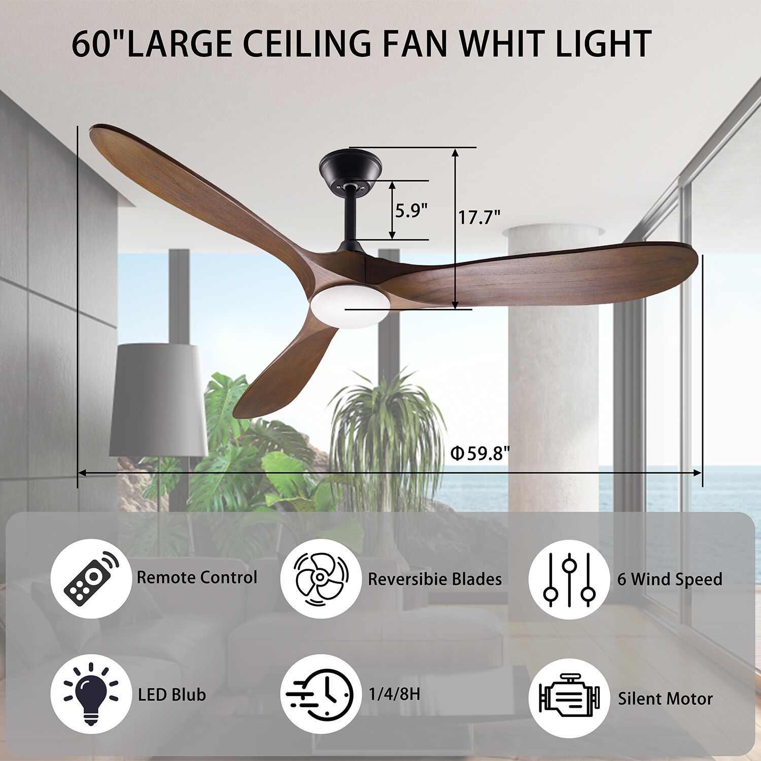 MIDHAM Ceiling Fan 35-in White Color-changing Indoor/Outdoor Flush ...