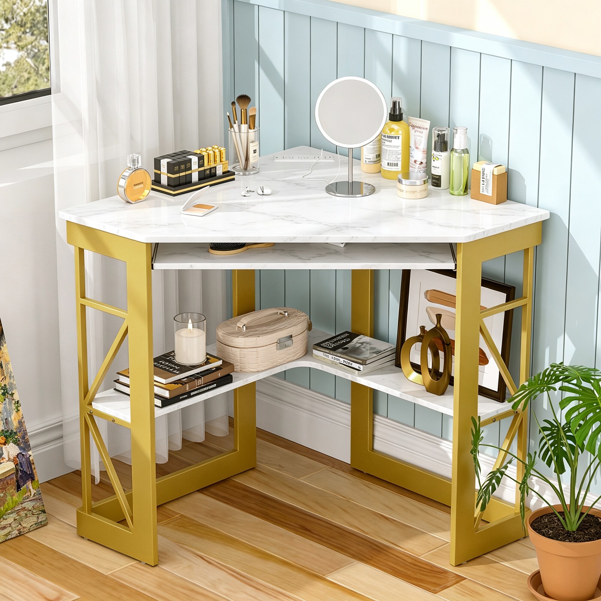 Vecelo LOE-BL-CD03-GLD-UP Office-Tables - View #7