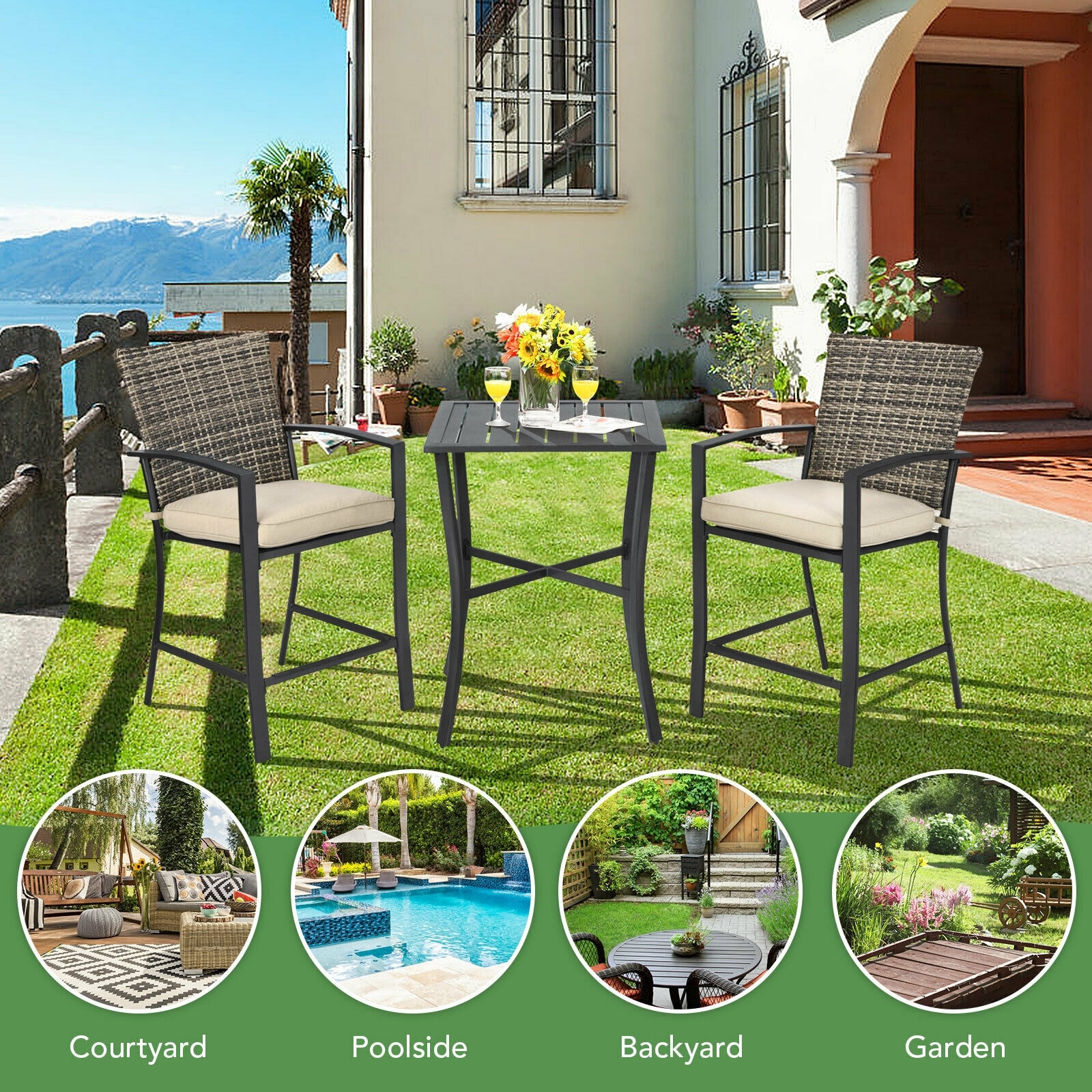 Forclover HYFE-10086GR Patio-Conversation-Sets - View #2