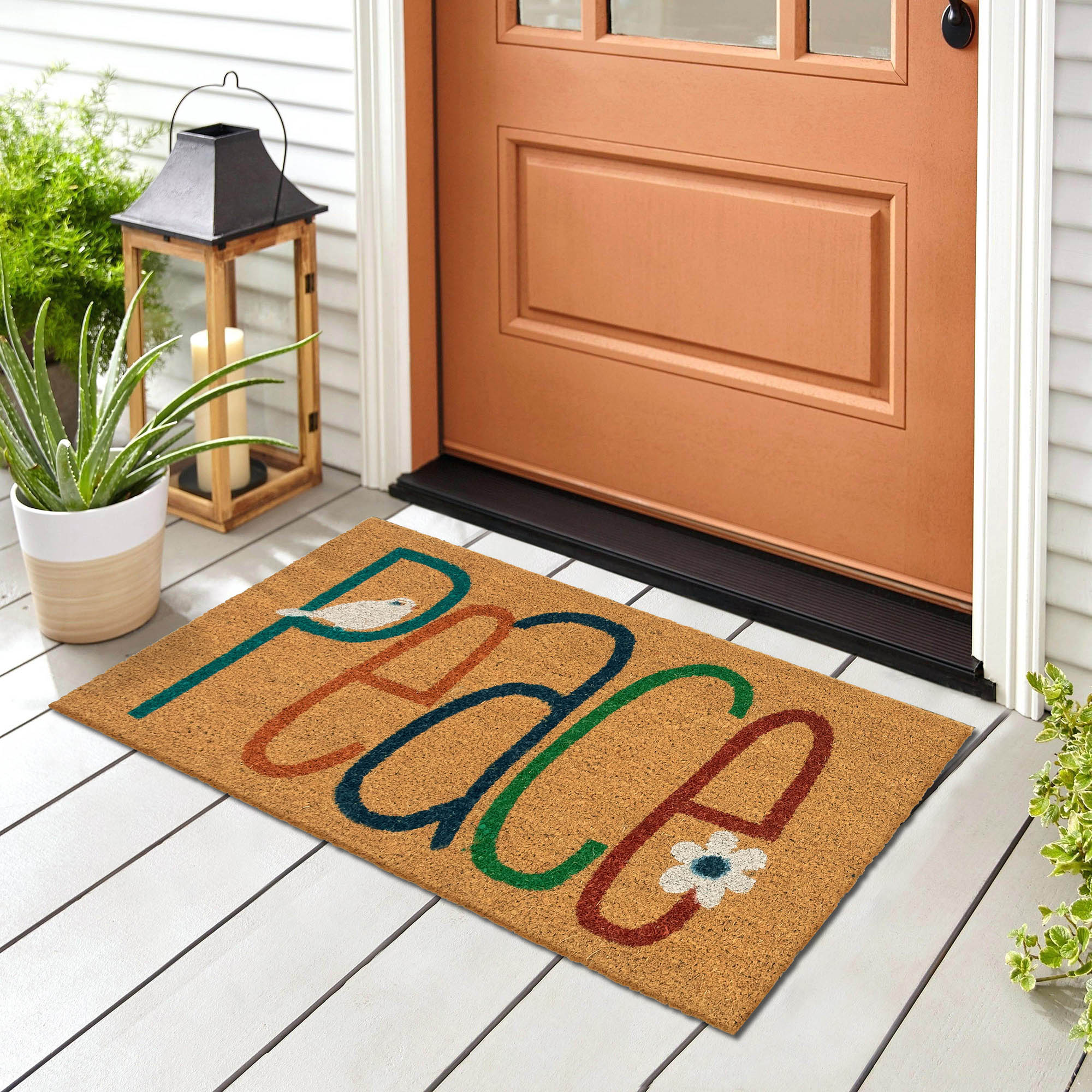 Liora Manne NTR23200412 2-ft x 3-ft Natural Polyester Rectangular Indoor or outdoor Decorative Novelty Door mat