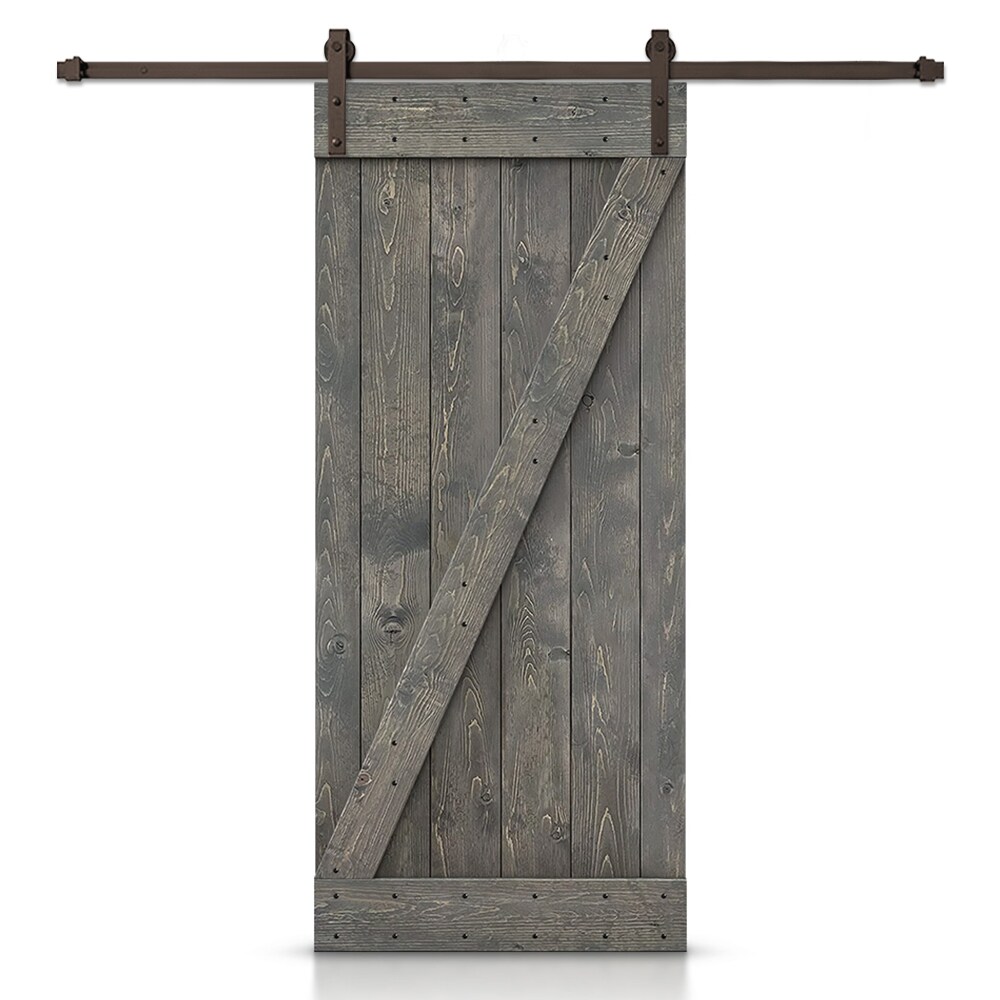 CALHOME 40-in x 84-in Weather Gray Knotty Pine Wood Solid Core Barn ...