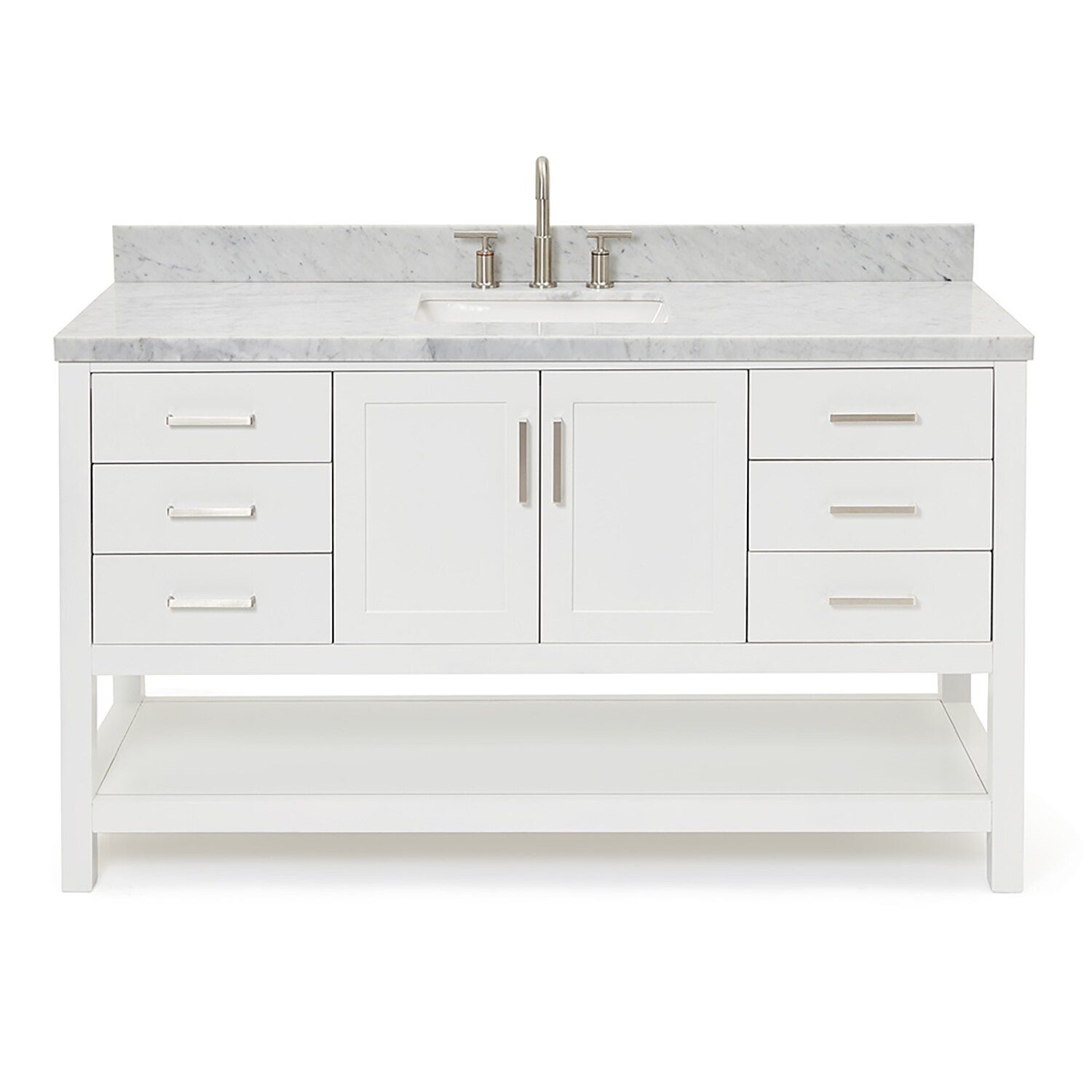 Magnolia 61" White Marble Top Freestanding Bathroom Vanity