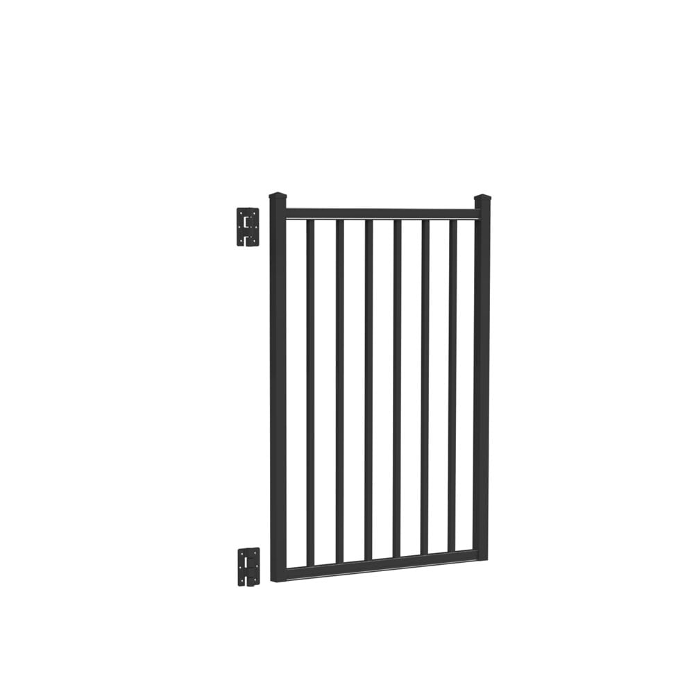 Freedom 73010299 Easton 4-ft H x 3-ft W Black Aluminum Decorative Walk-thru Spaced picket Fence gate