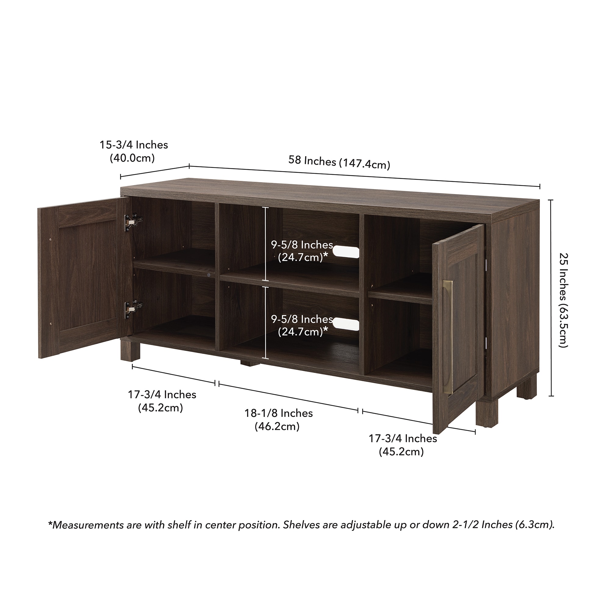 Alder Brown Modern MDF TV Stand with Cabinets
