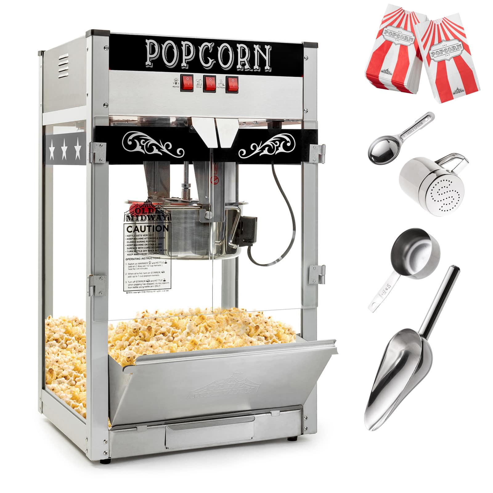 Olde Midway CON-POP-P1200-BLK Popcorn-Makers - View #2
